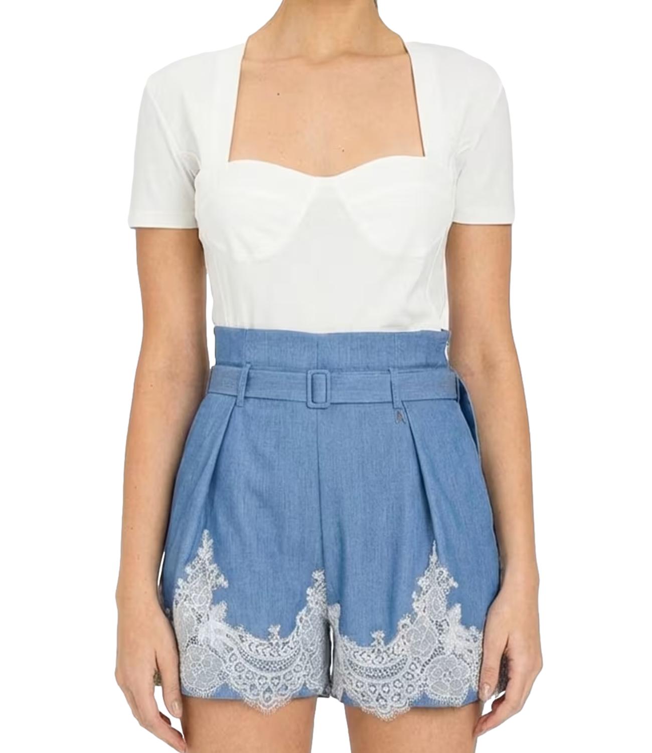 Actitude Twinset Top in cotone a corsetto bianco Donna