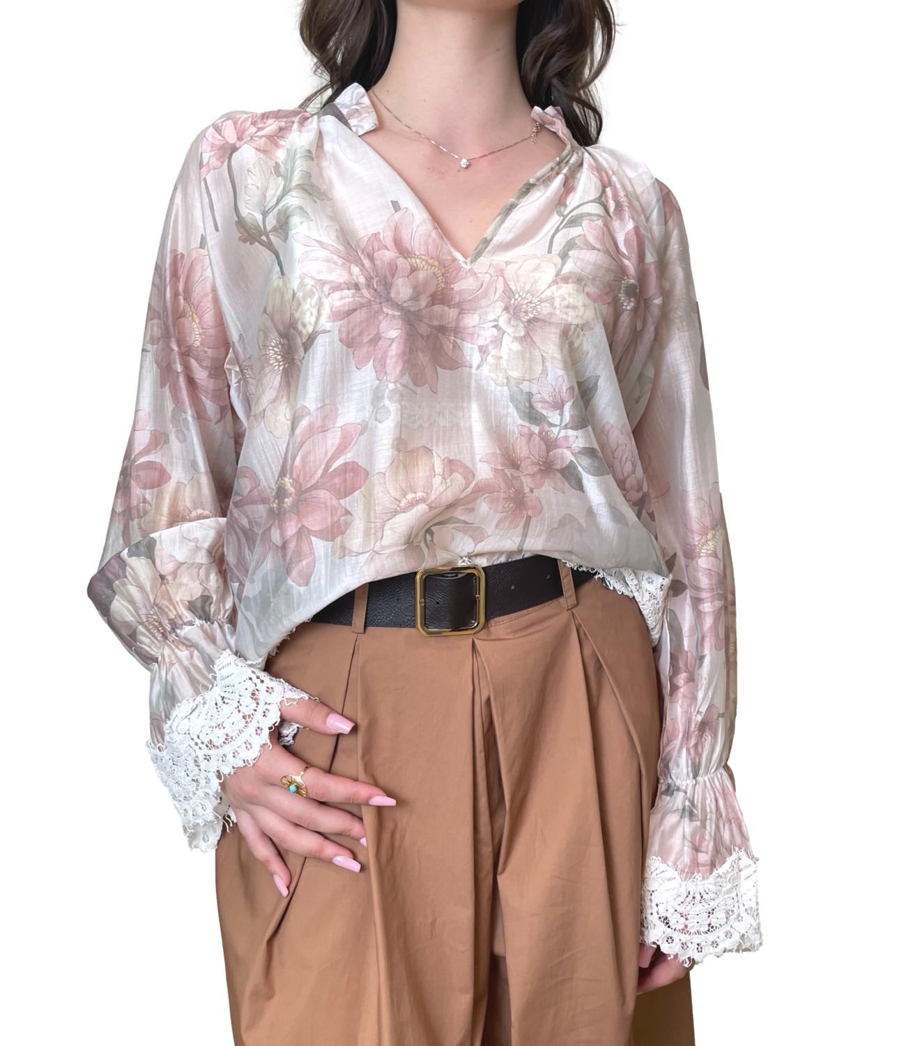 Dixie Camicia Floreale Panna Donna