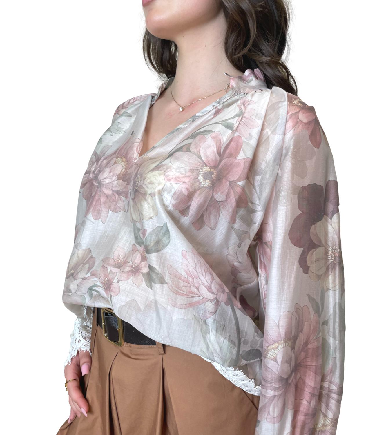Dixie Camicia Floreale Panna Donna