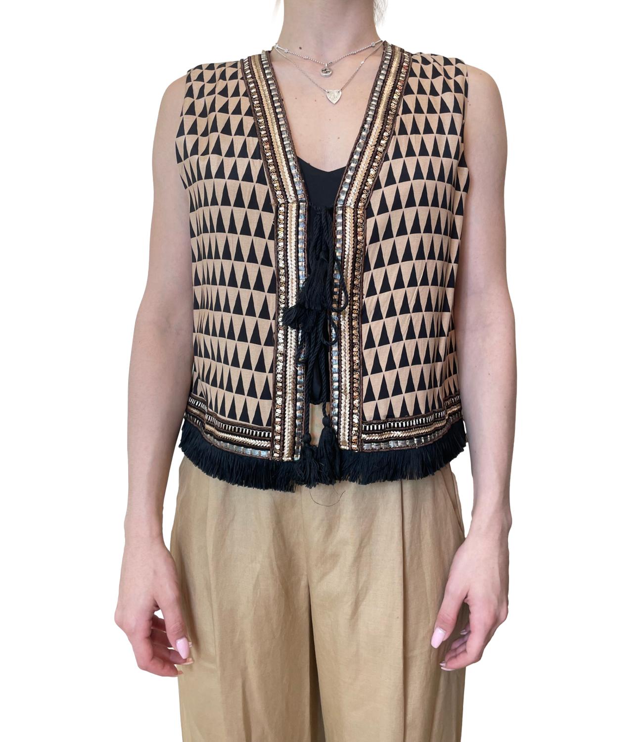 Dixie Gilet Beige/nero da Donna