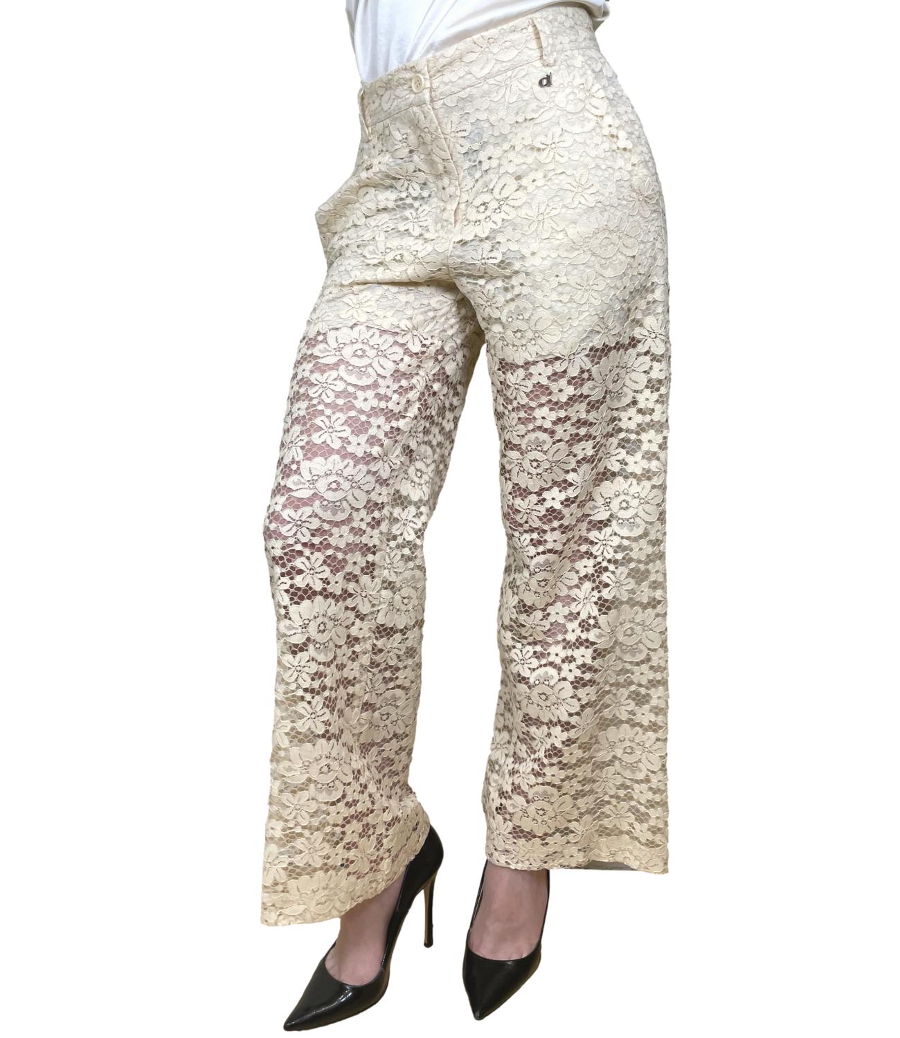 Dixie Pantalone Pizzo Panna Donna