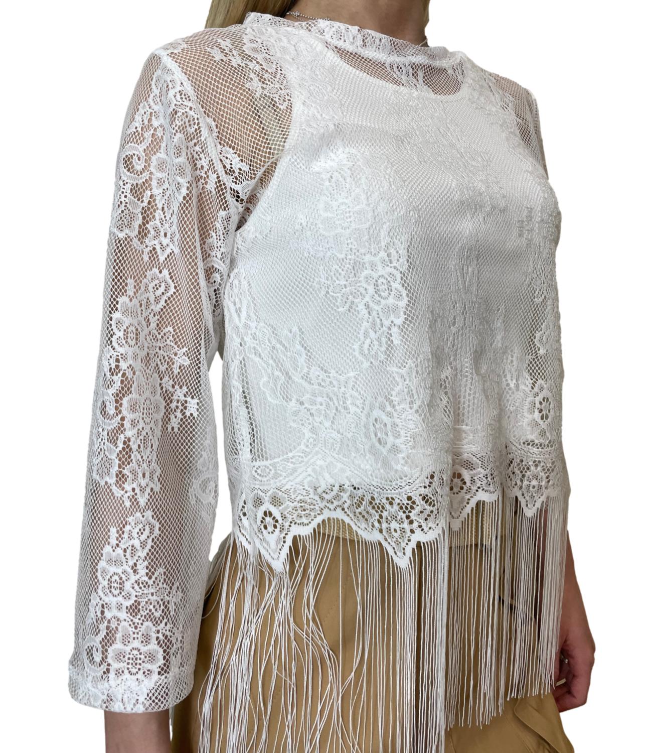 Dixie T-shirt Frange Bianco Donna