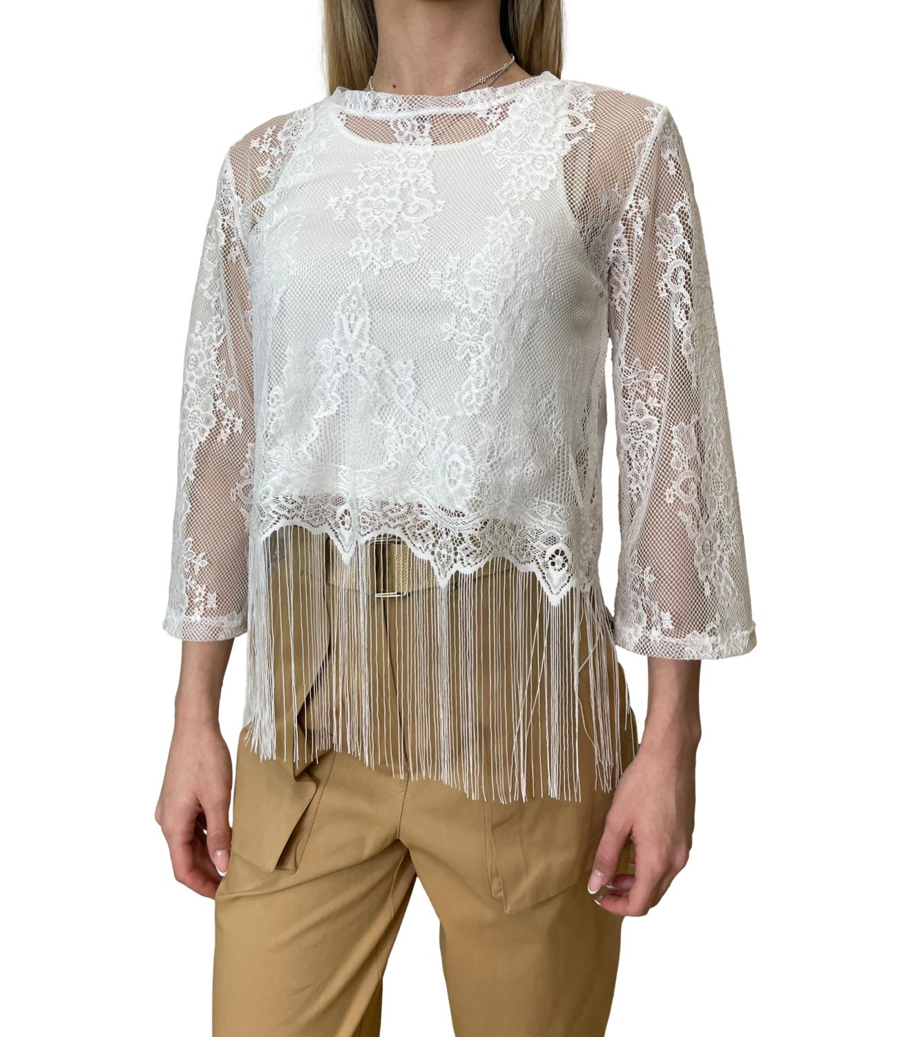 Dixie T-shirt Frange Bianco Donna
