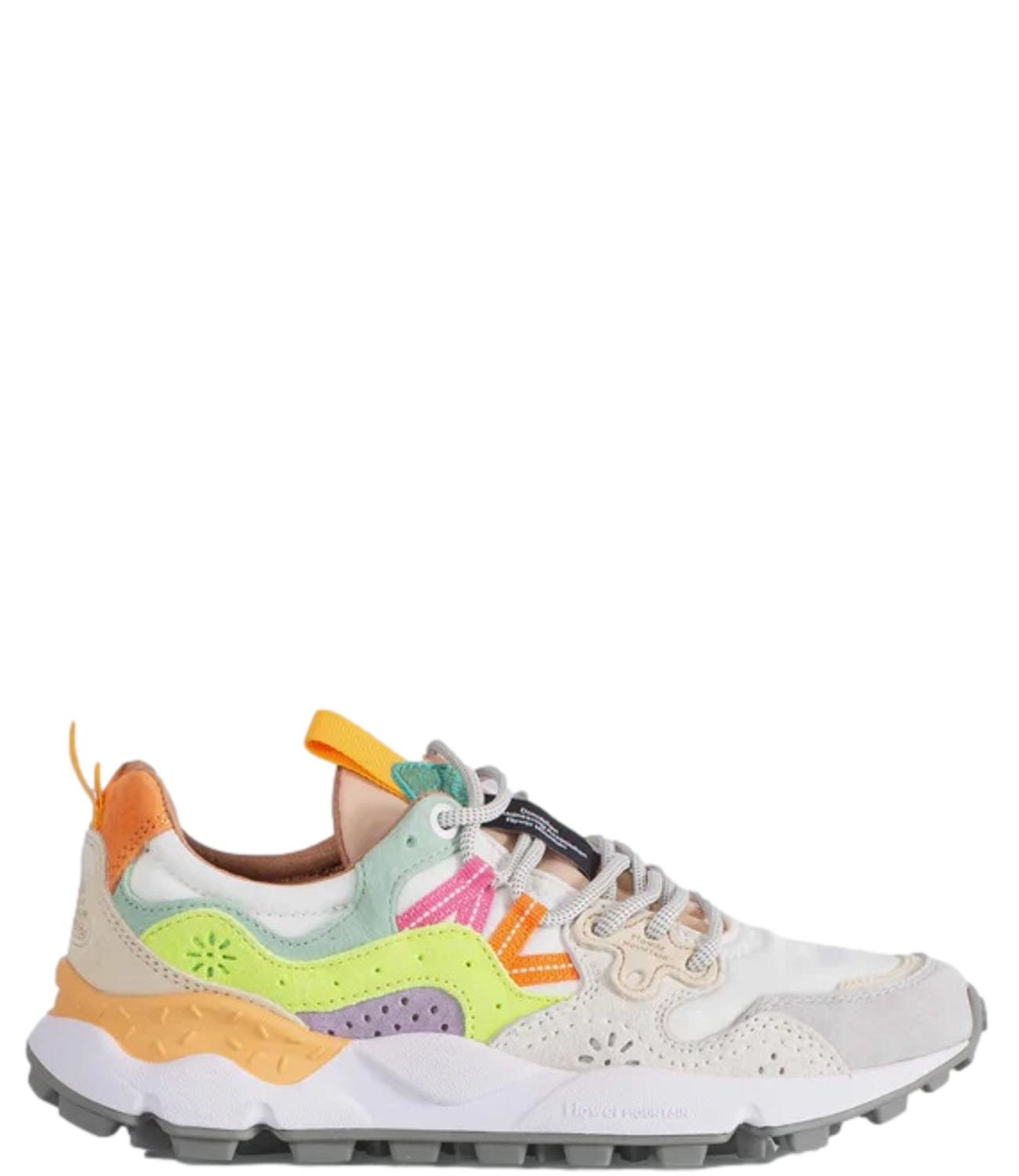 Flower Mountain Sneakers WhitE-Yellow FluO-Light Green da Donna