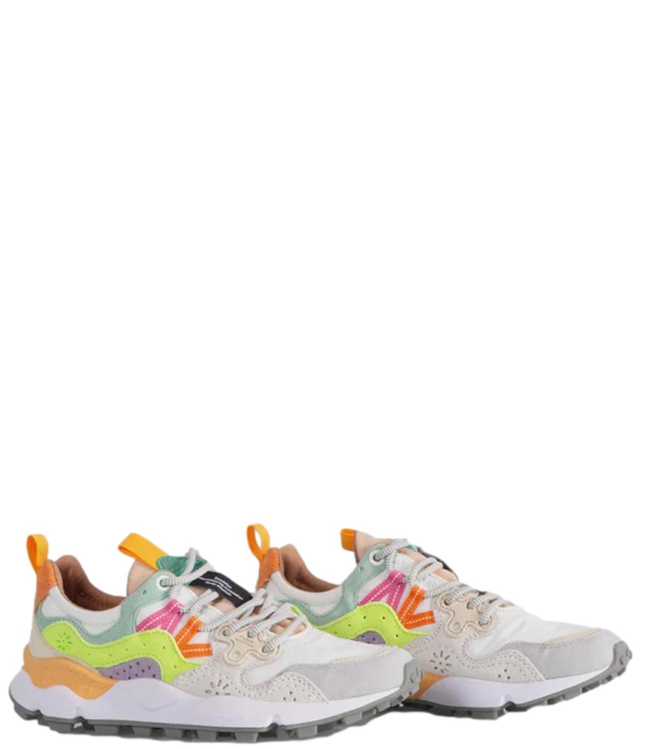 Flower Mountain Sneakers WhitE-Yellow FluO-Light Green da Donna