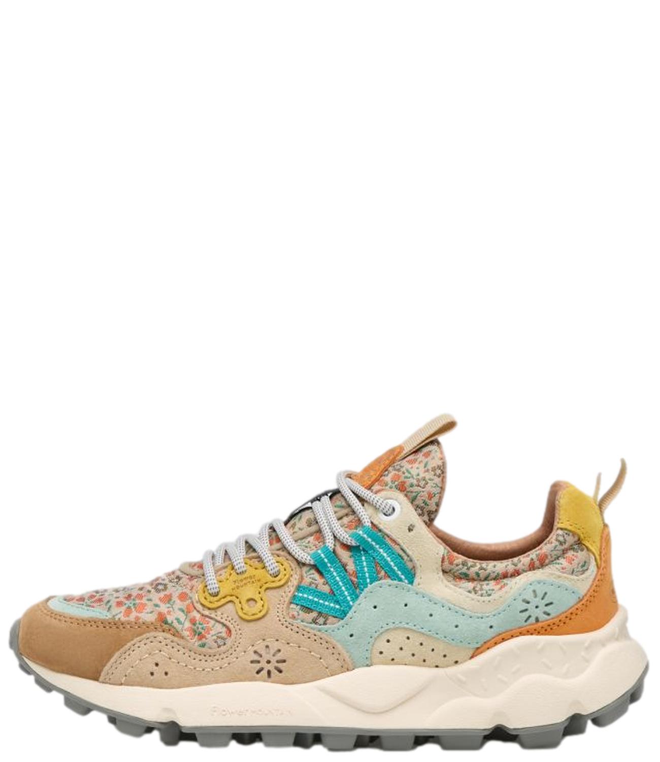 Flower Mountain Sneakers ChestnuT-Light BluE-Orange da Donna