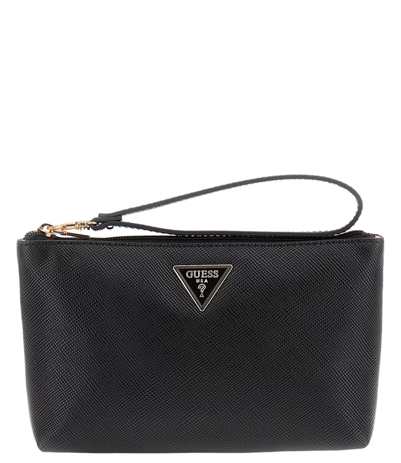Guess portafoglio pochette Laurel saffiano nero donna