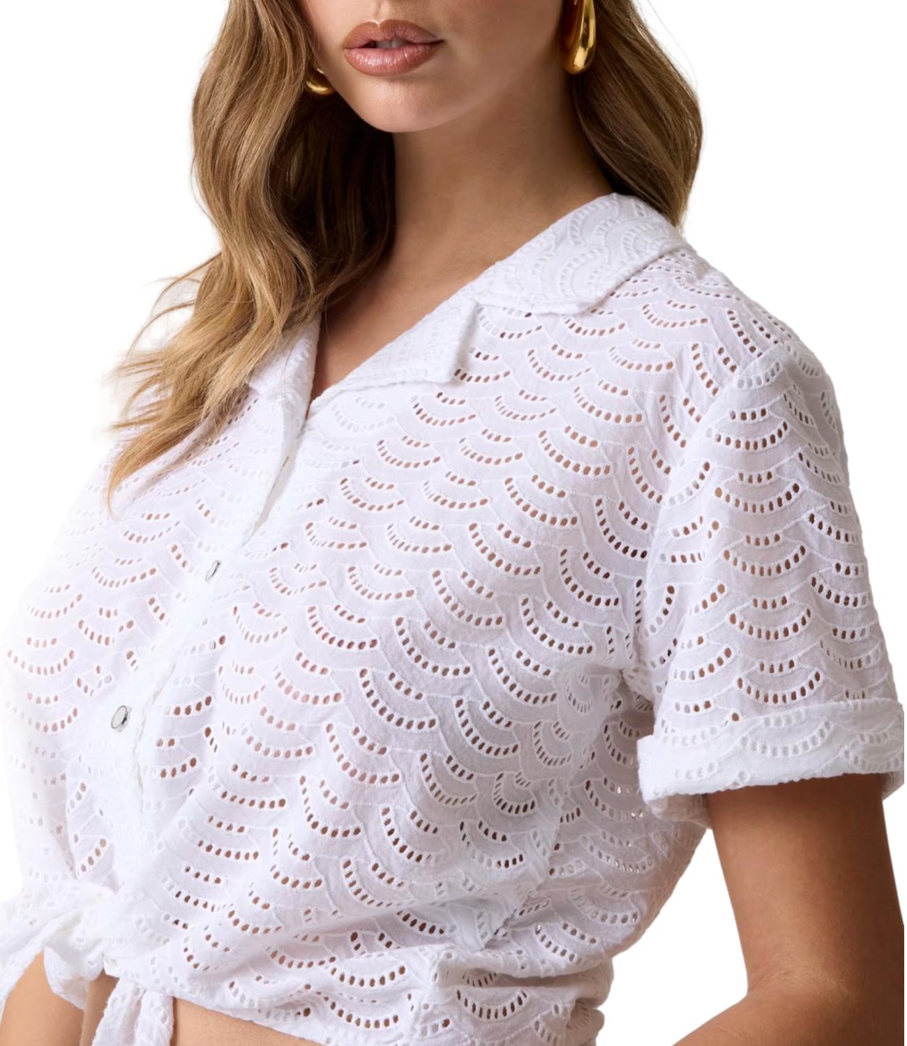 Guess Camicia Sangallo Bianco Donna