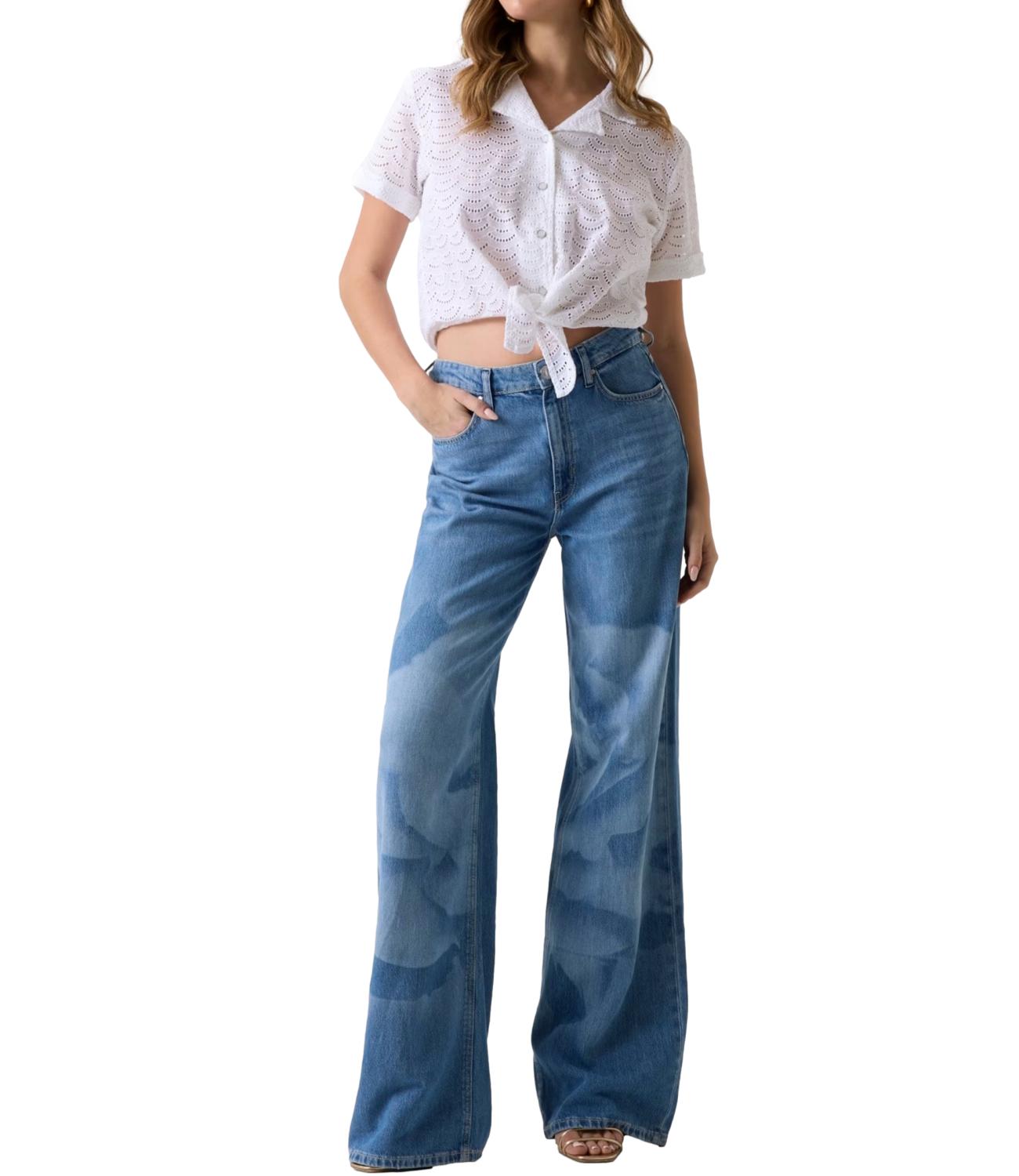 Guess Camicia Sangallo Bianco Donna