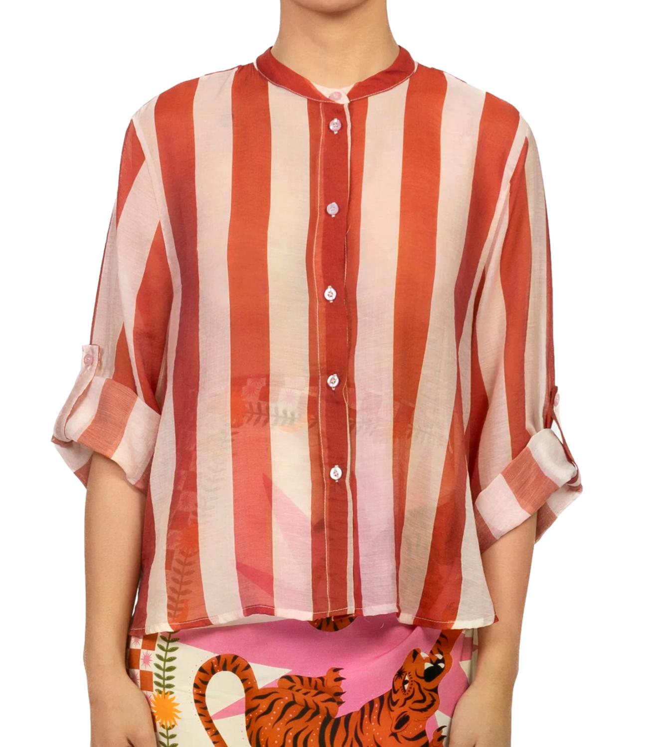 Have One Camicia Riga Burro/arancio da Donna