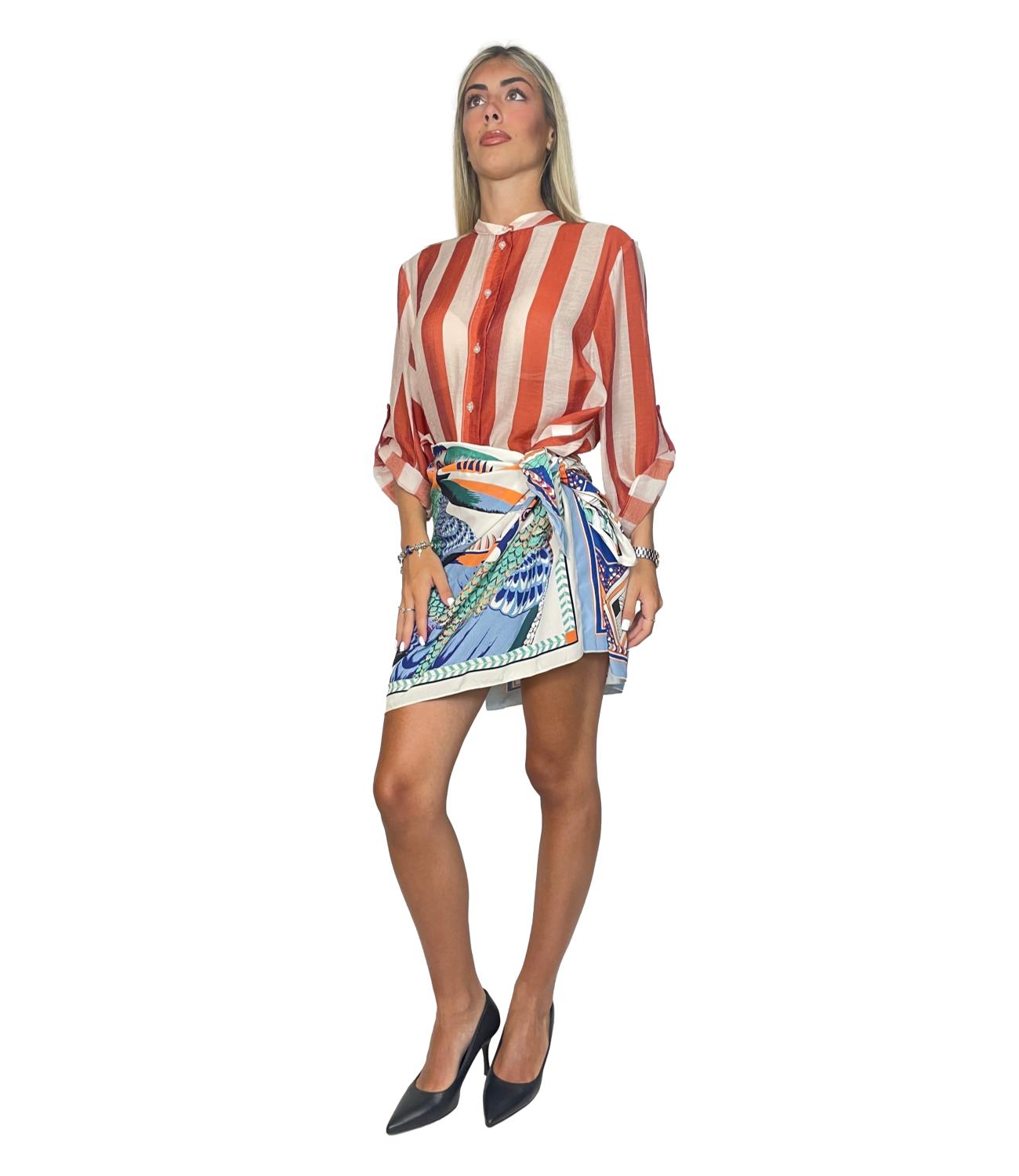Have One Camicia Riga Burro/arancio da Donna