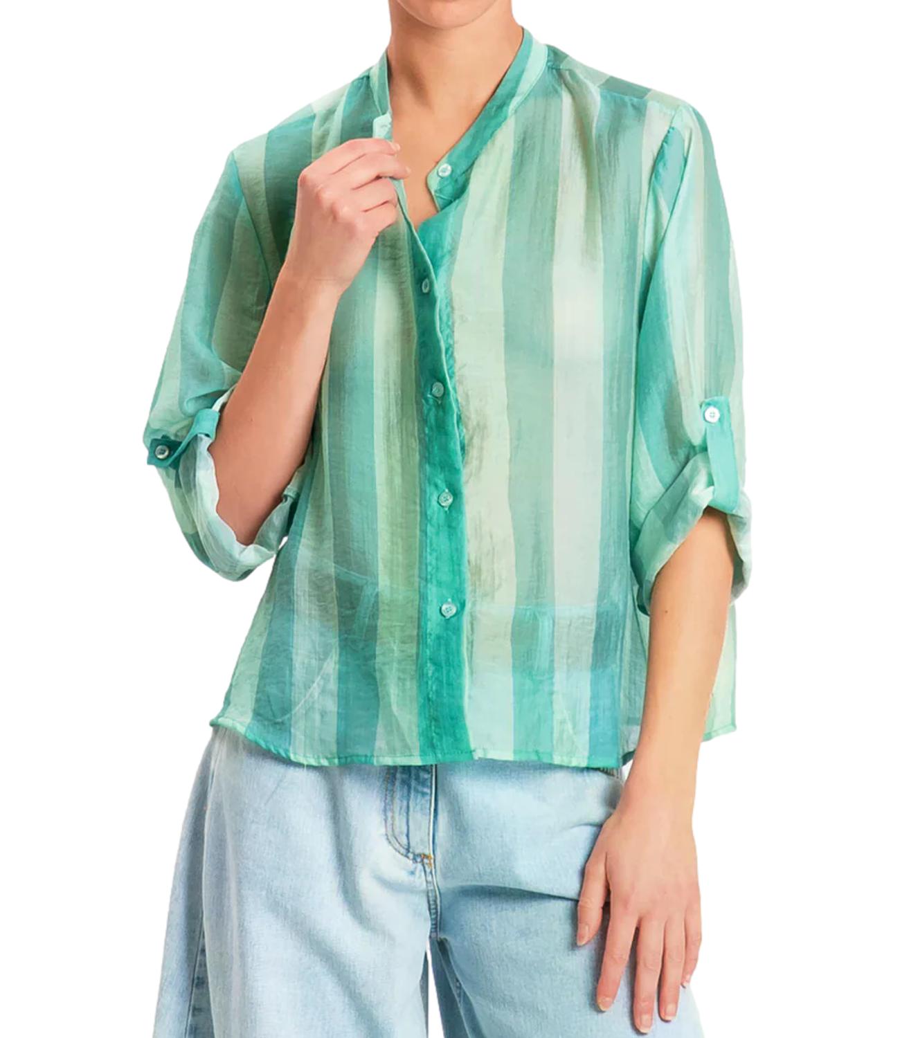 Have One Camicia Riga Turchese da Donna