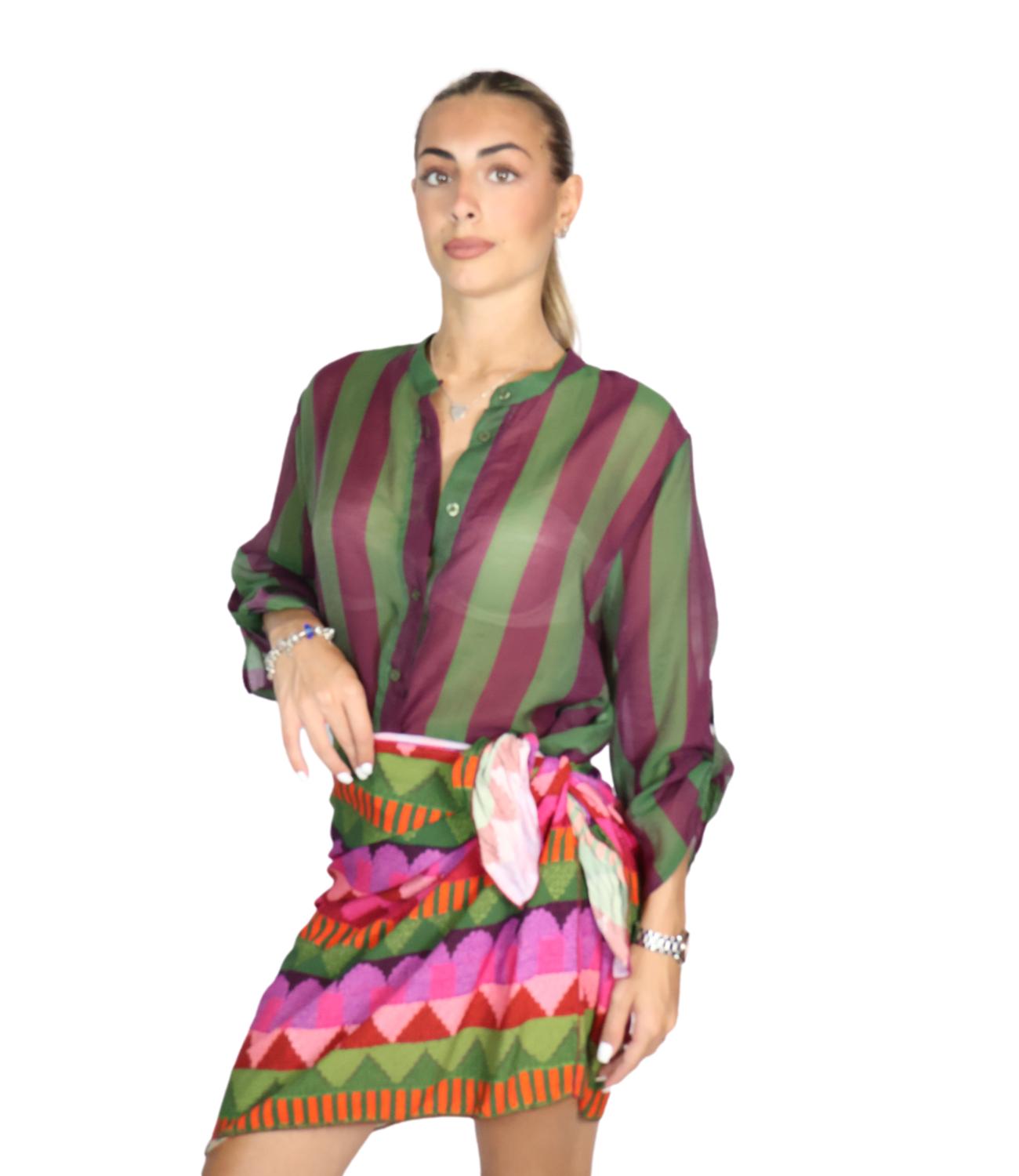 Have One Camicia Riga Verde/viola da Donna