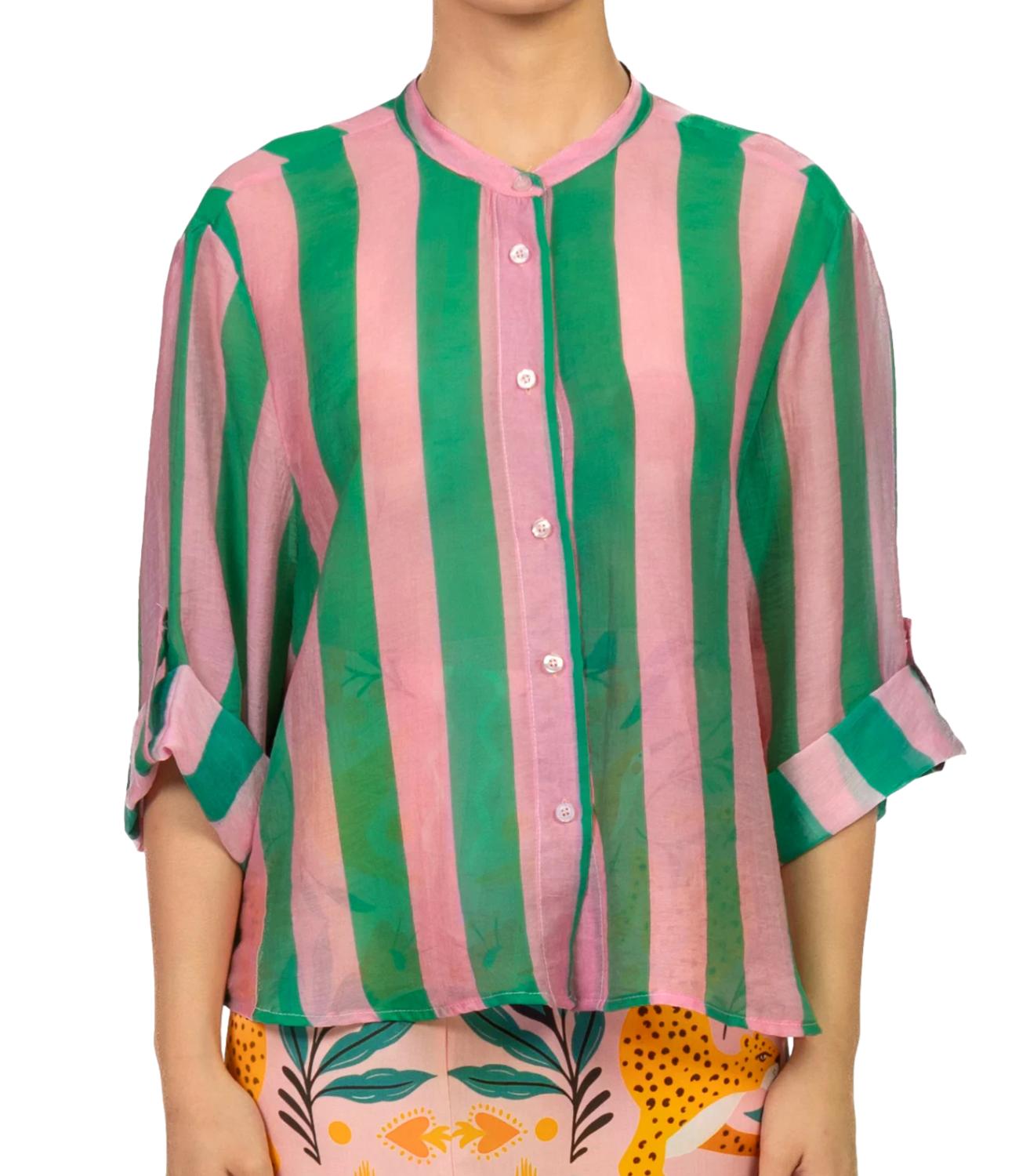 Have One Camicia Riga Rosa/verde da Donna