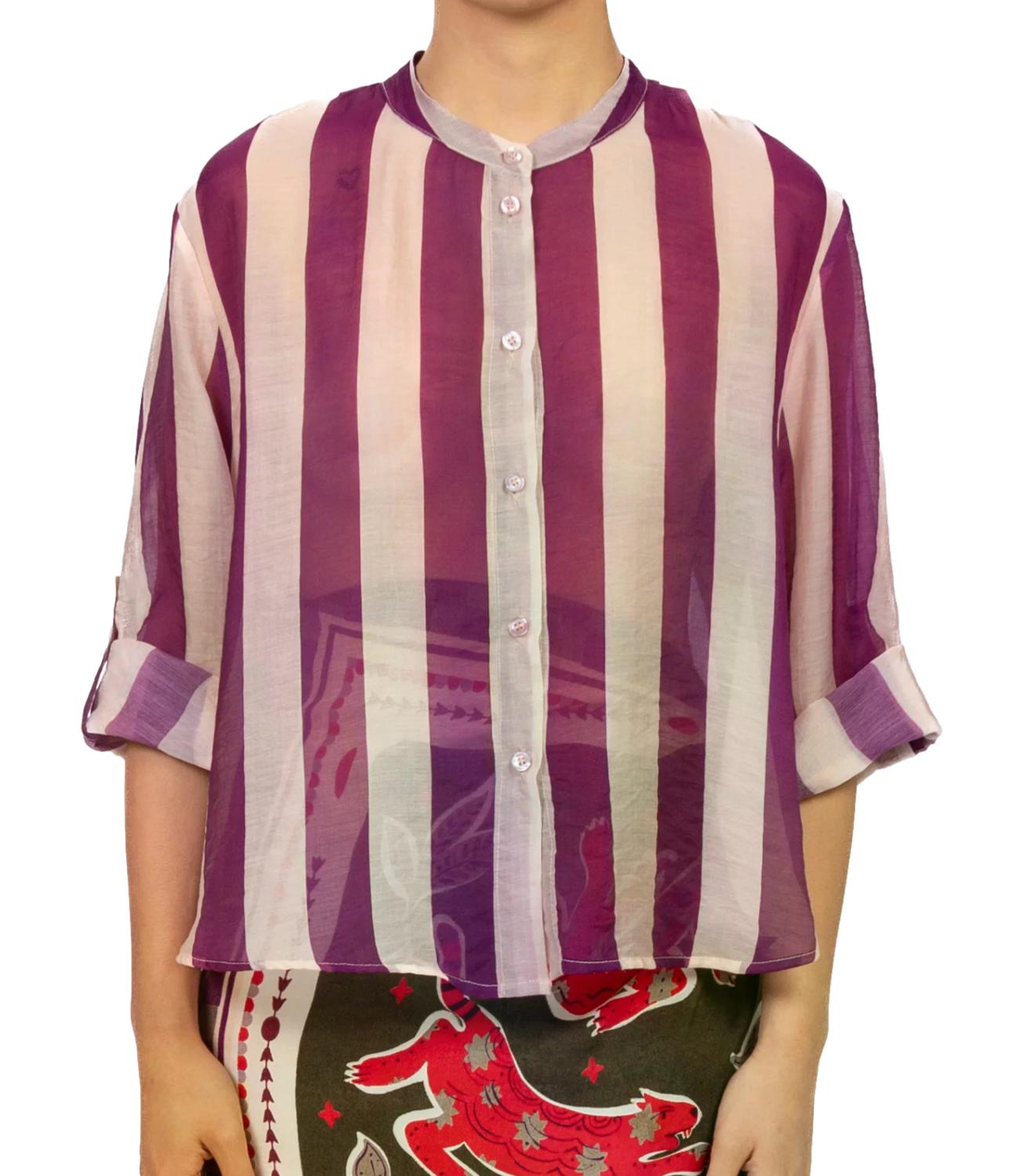 Have One Camicia Riga Burro/viola da Donna
