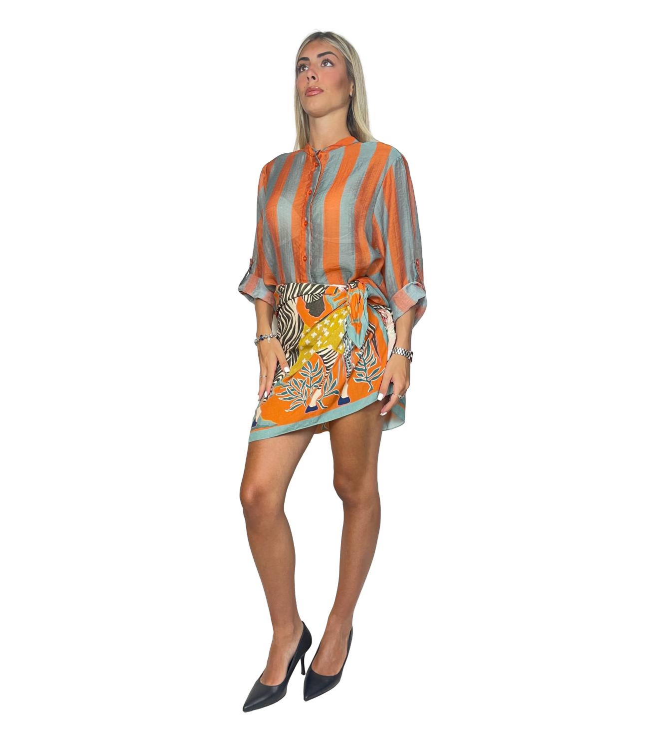 Have One Camicia Riga Carta Da Zucchero/cuoio da Donna
