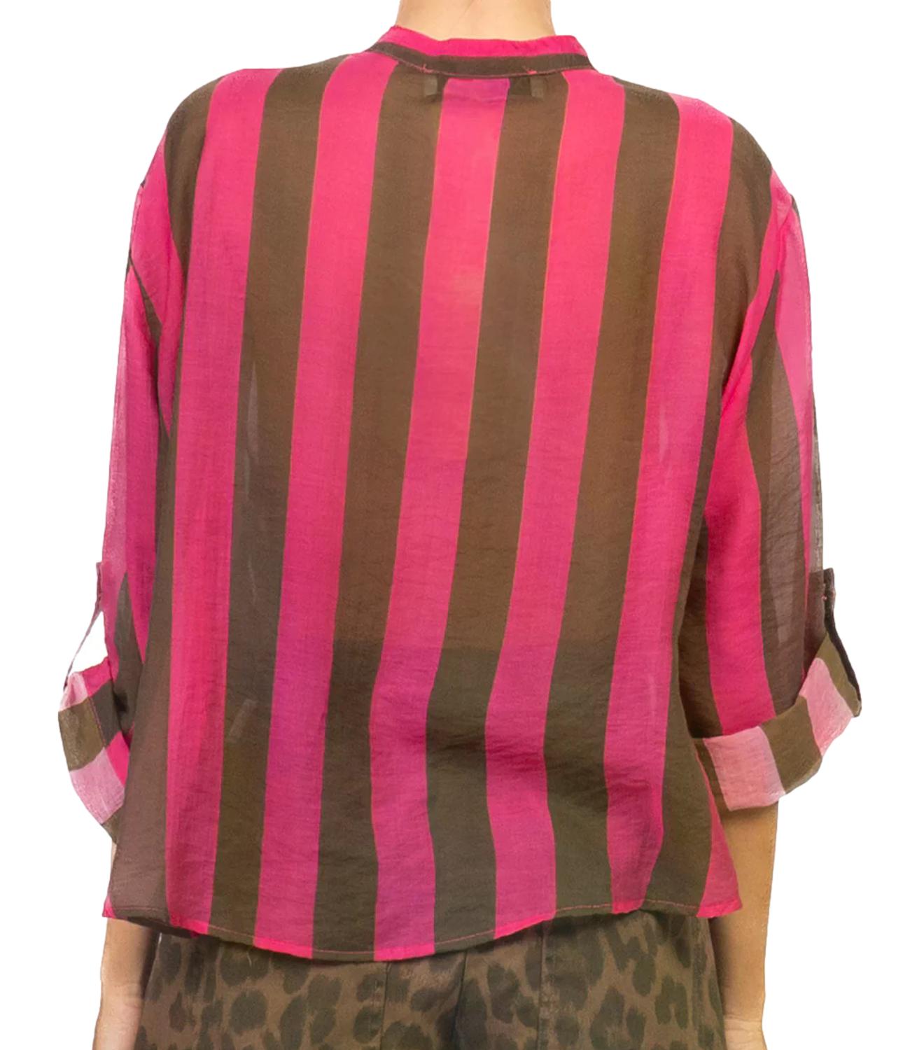 Have One Camicia Riga Marrone/fuxia da Donna