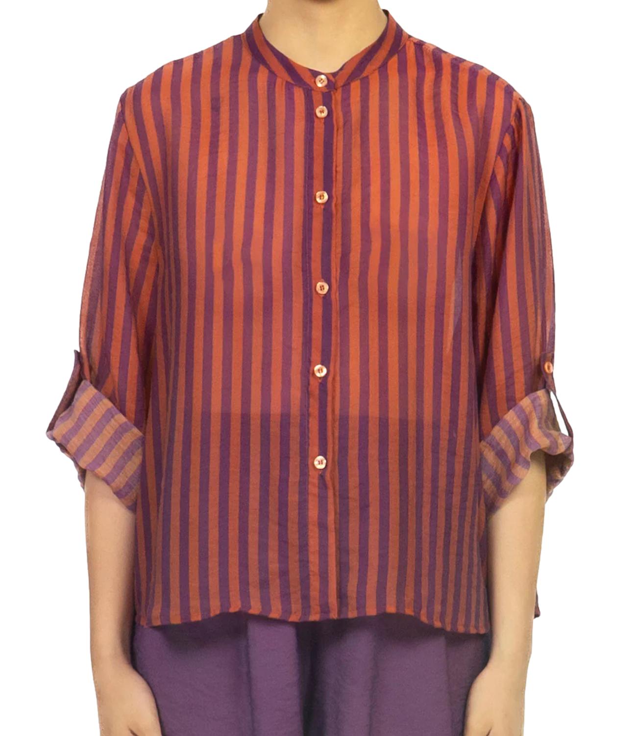 Have One Camicia Riga Arancio/viola da Donna