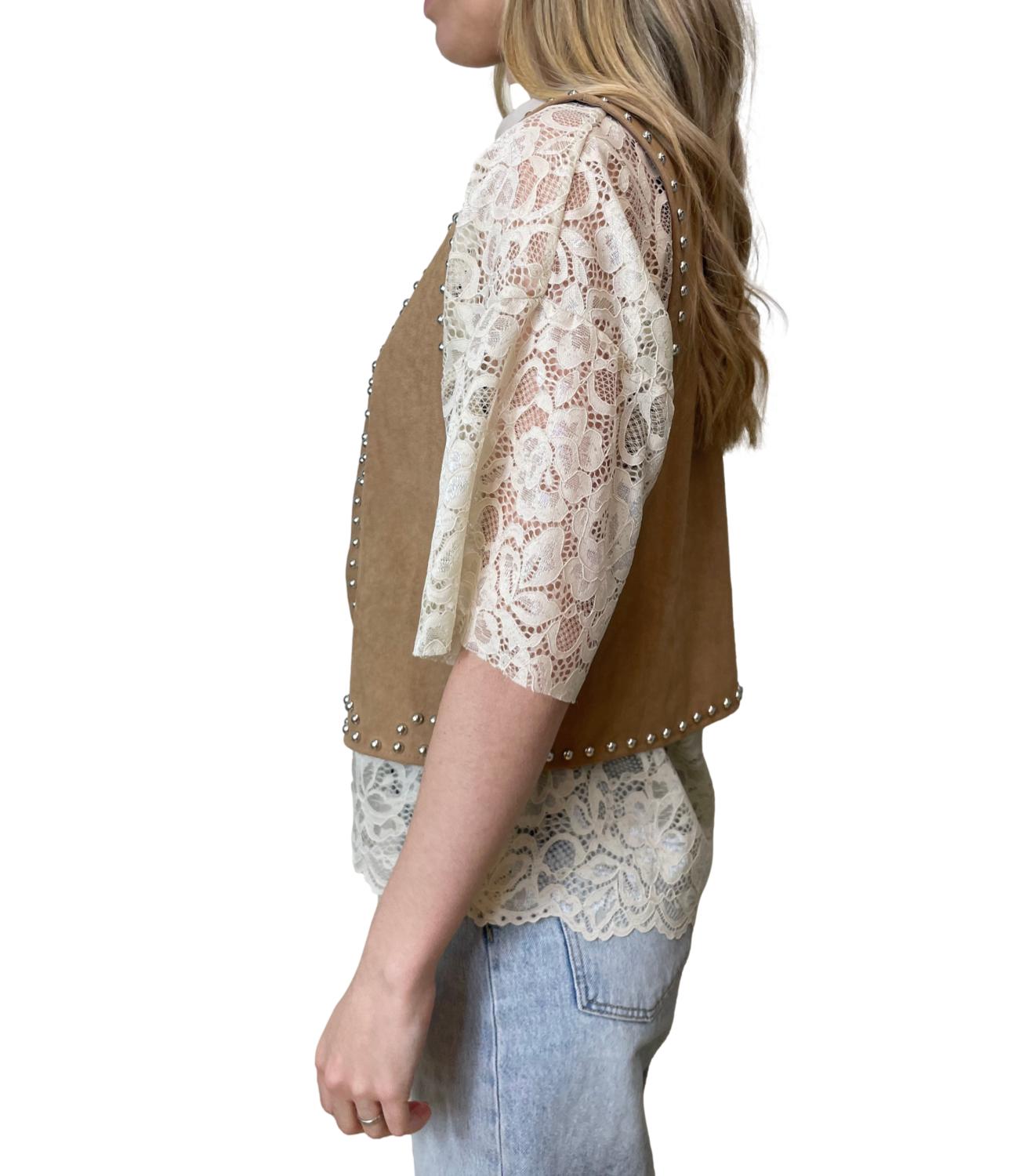 Have One Gilet Camoscio Camel Donna