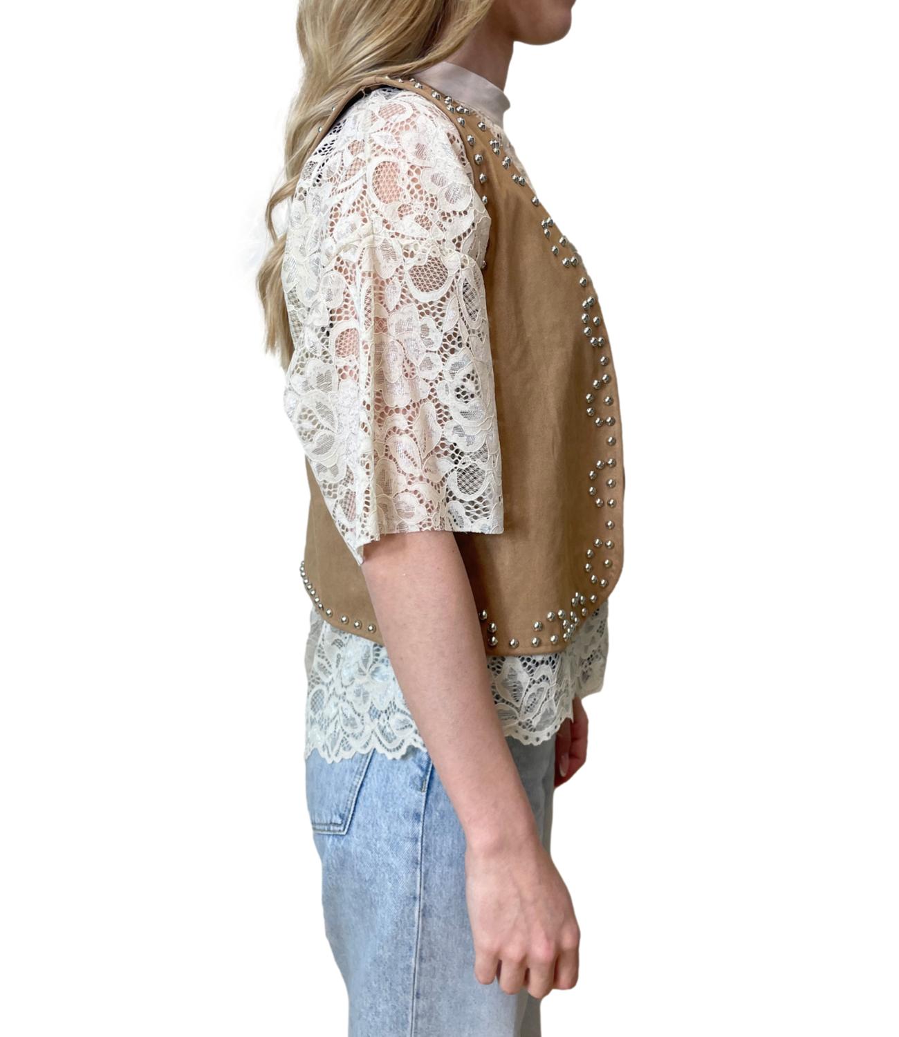 Have One Gilet Camoscio Camel Donna
