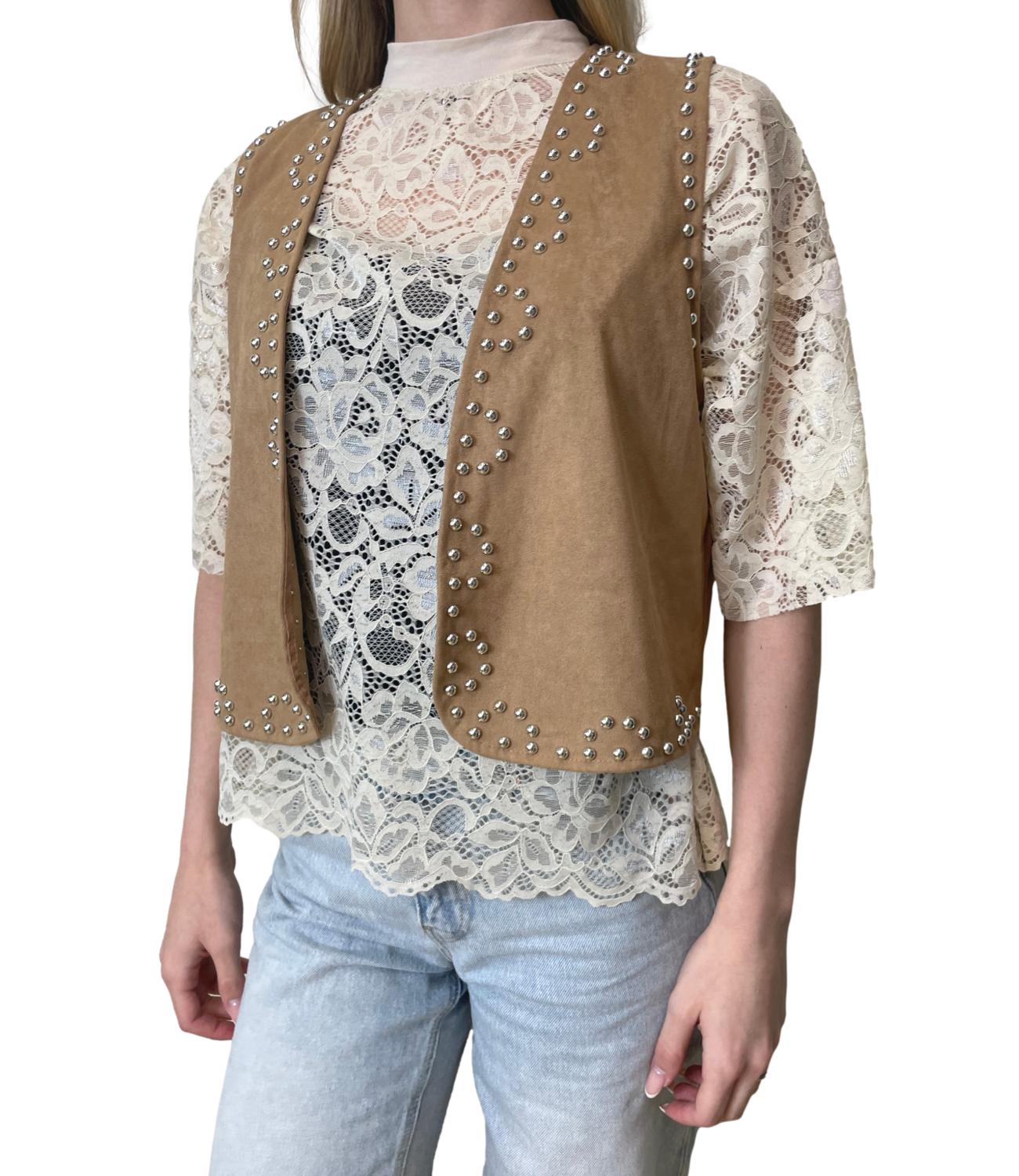 Have One Gilet Camoscio Camel Donna