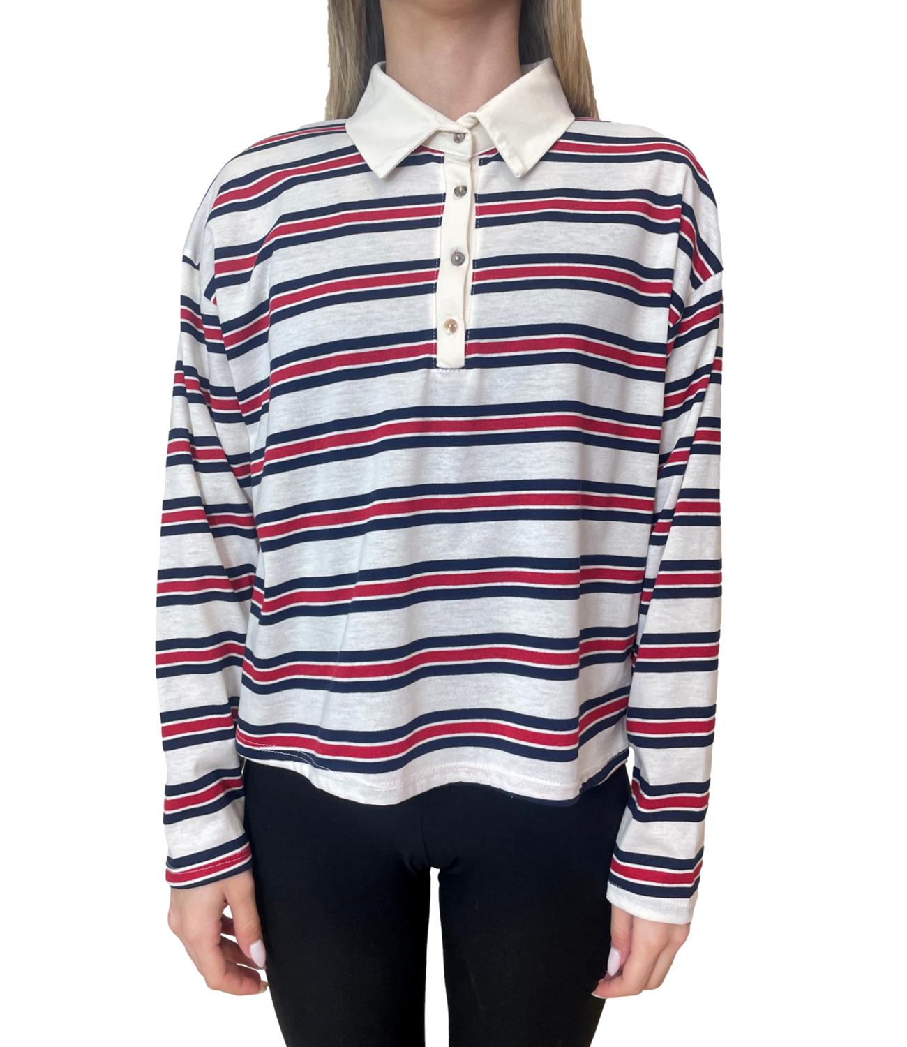 Have One Polo Righe Blu/Panna Donna