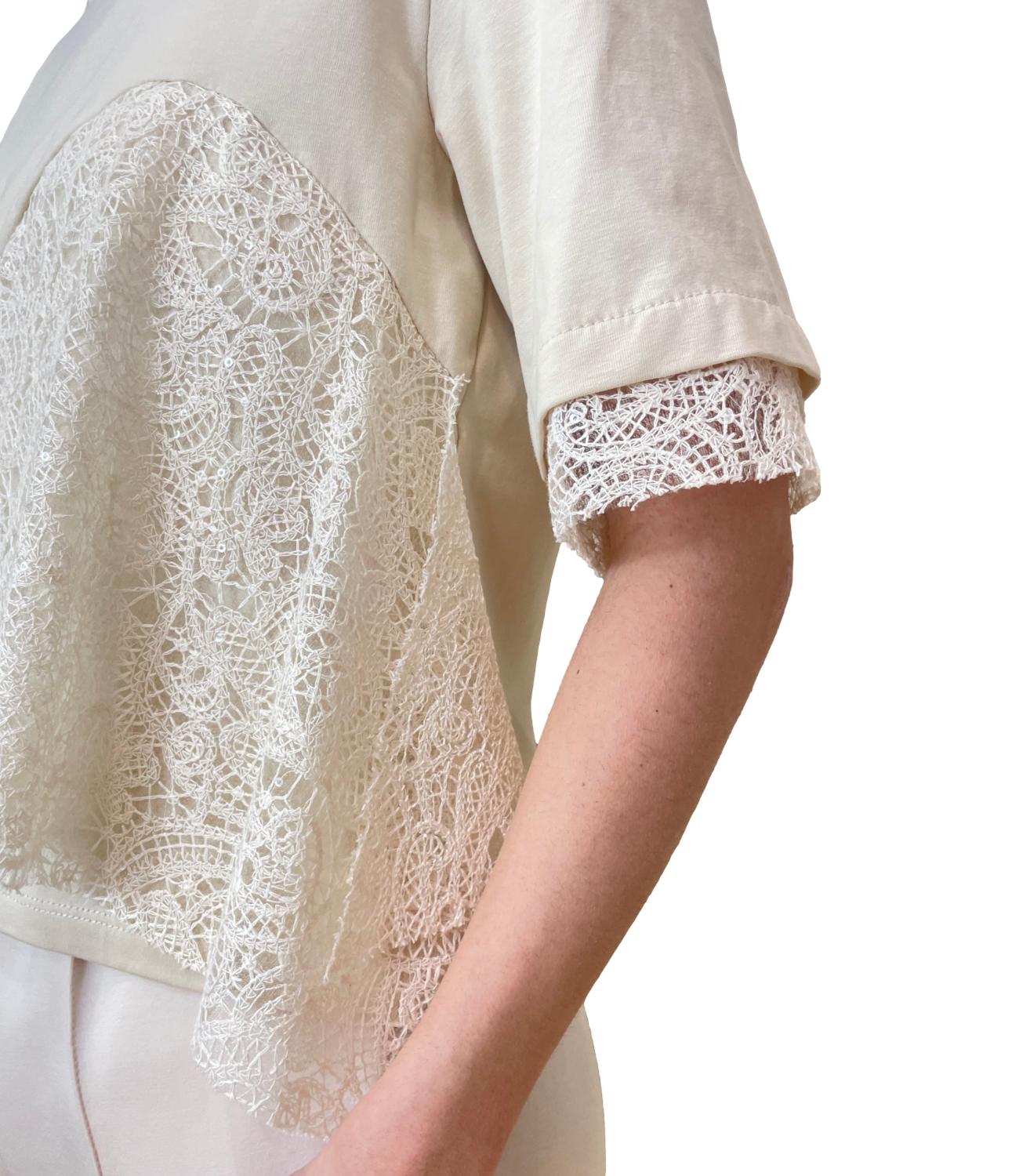 Have One T-shirt Pizzo Panna Donna