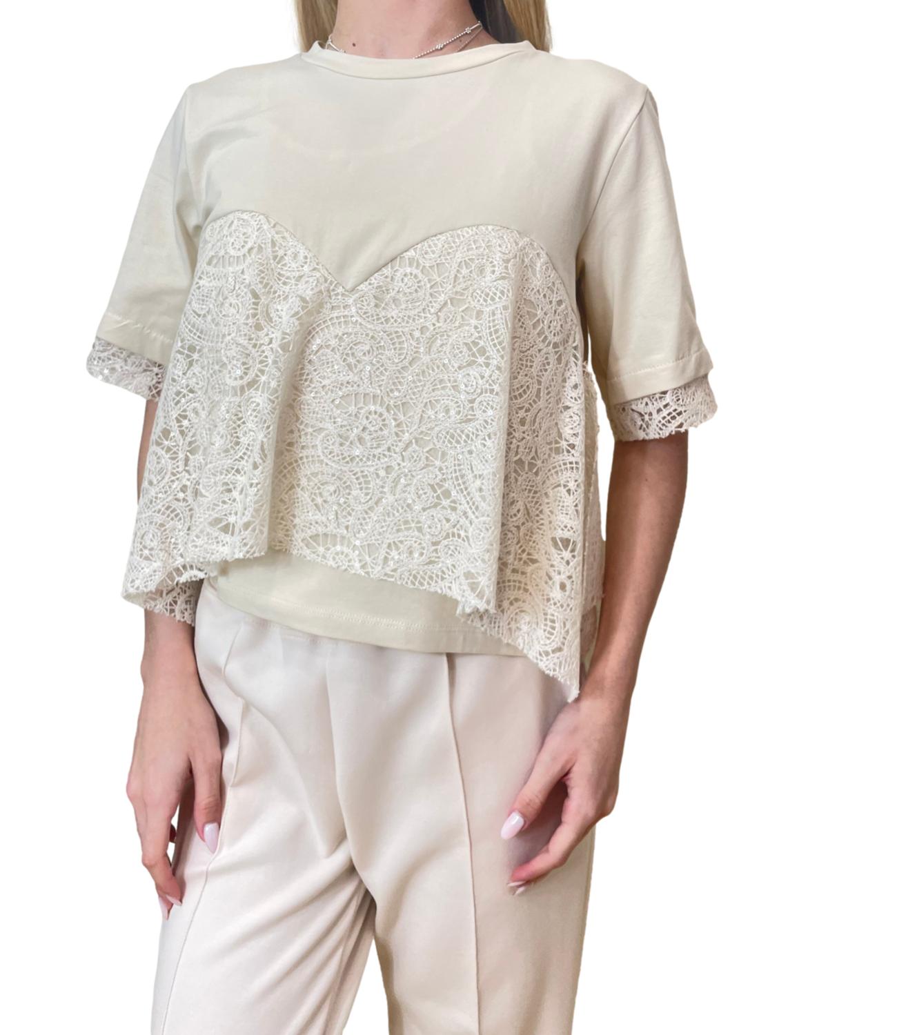 Have One T-shirt Pizzo Panna Donna