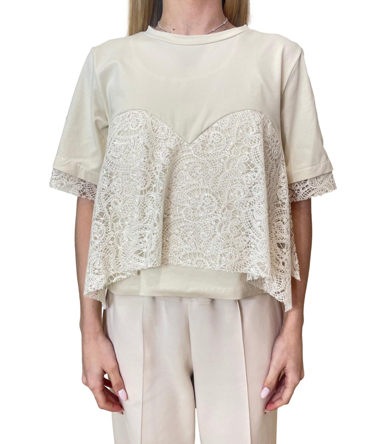 Have One T-shirt Pizzo Panna Donna