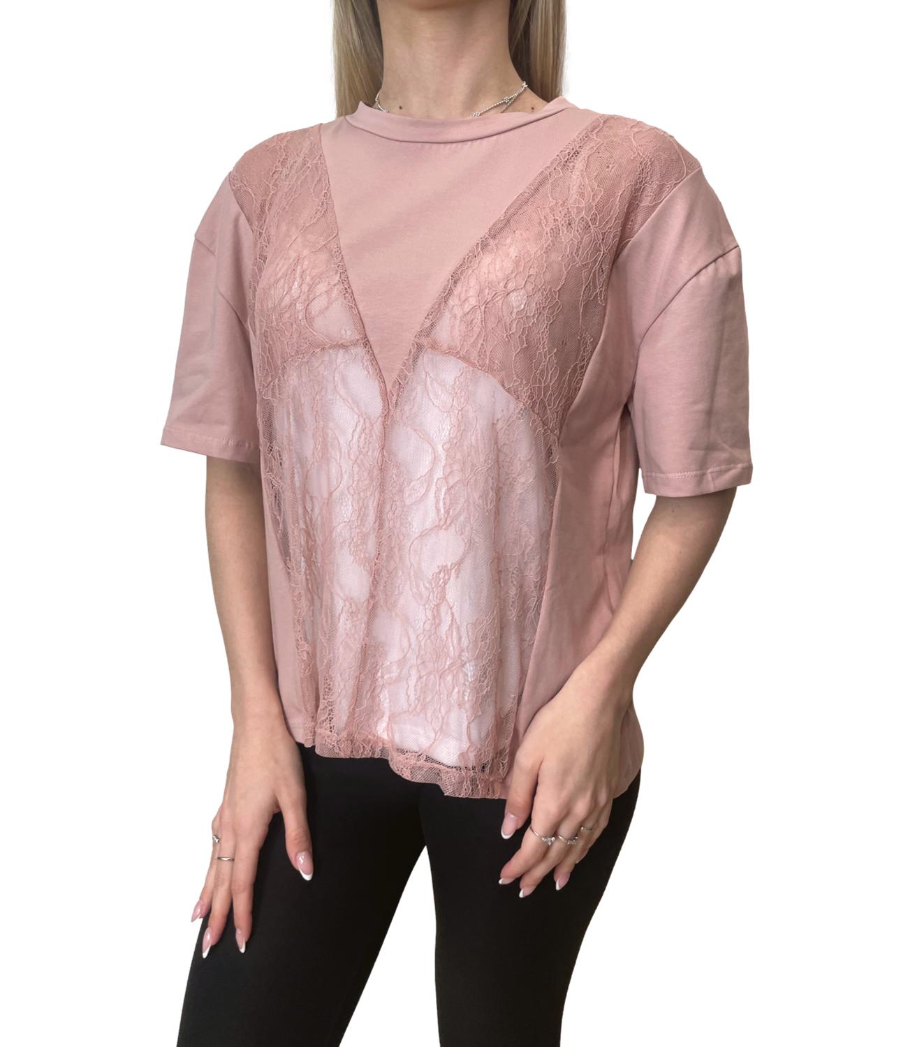 Have One T-shirt Pizzo Rosa Donna