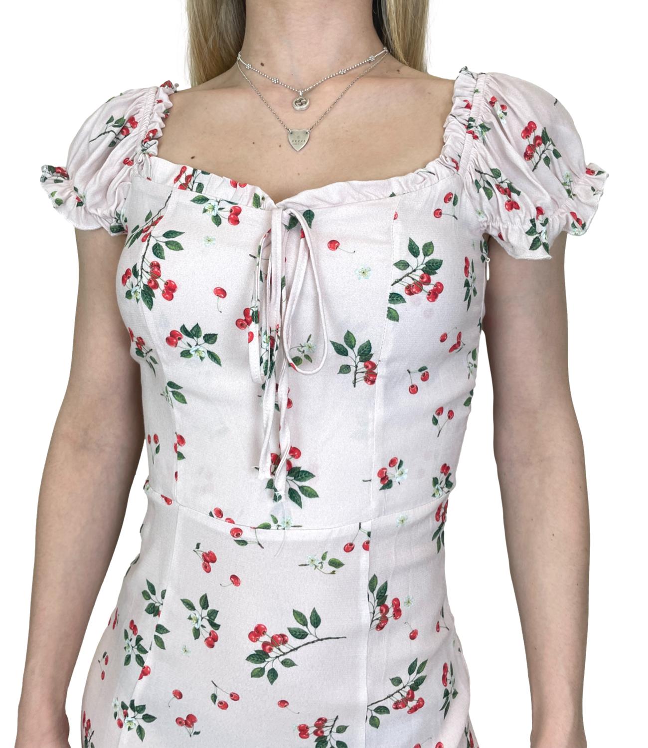 Kontatto Abito Lungo Ciliegie Rosa Donna