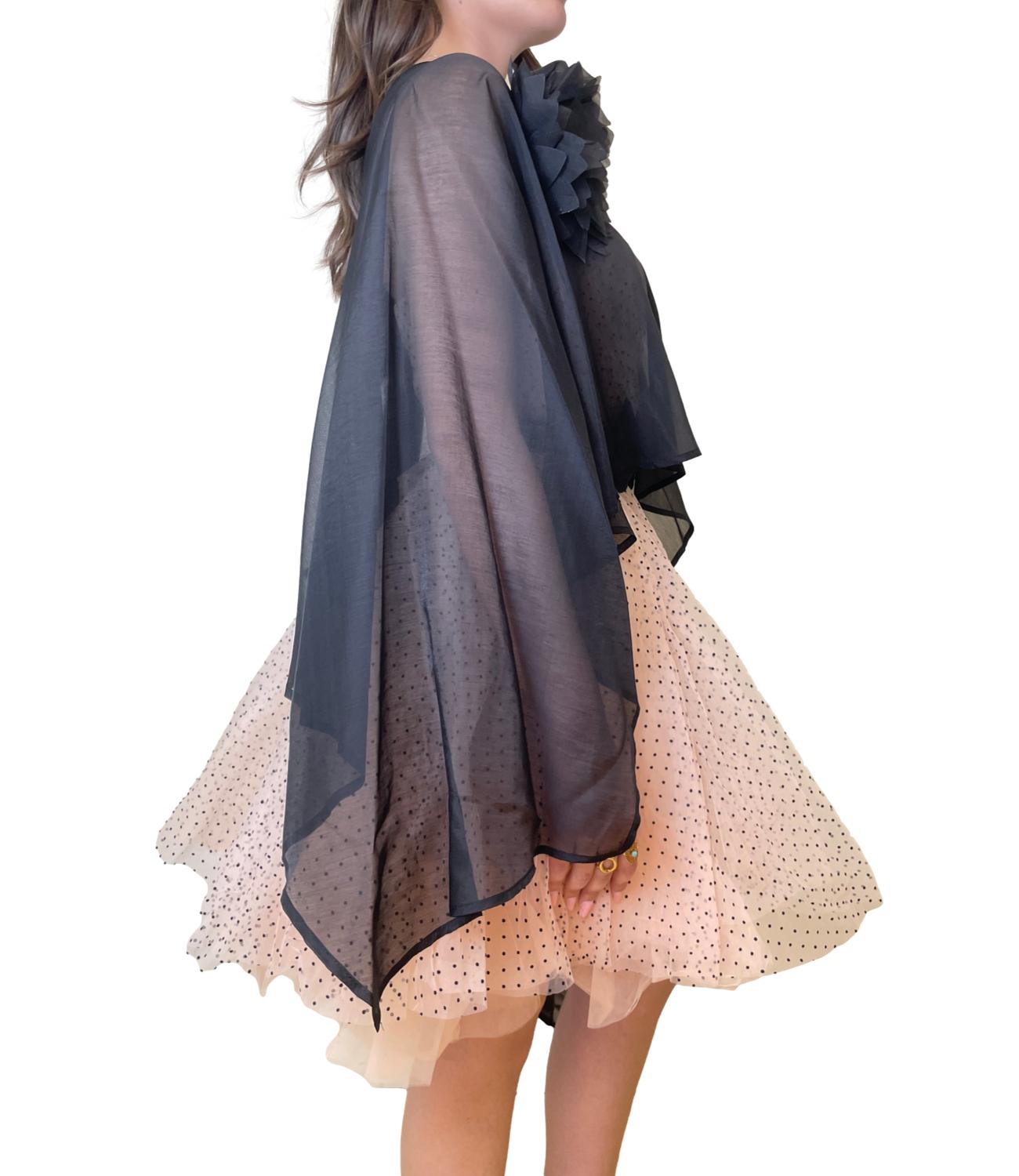 Kontatto Mantella Chiffon Nero Donna