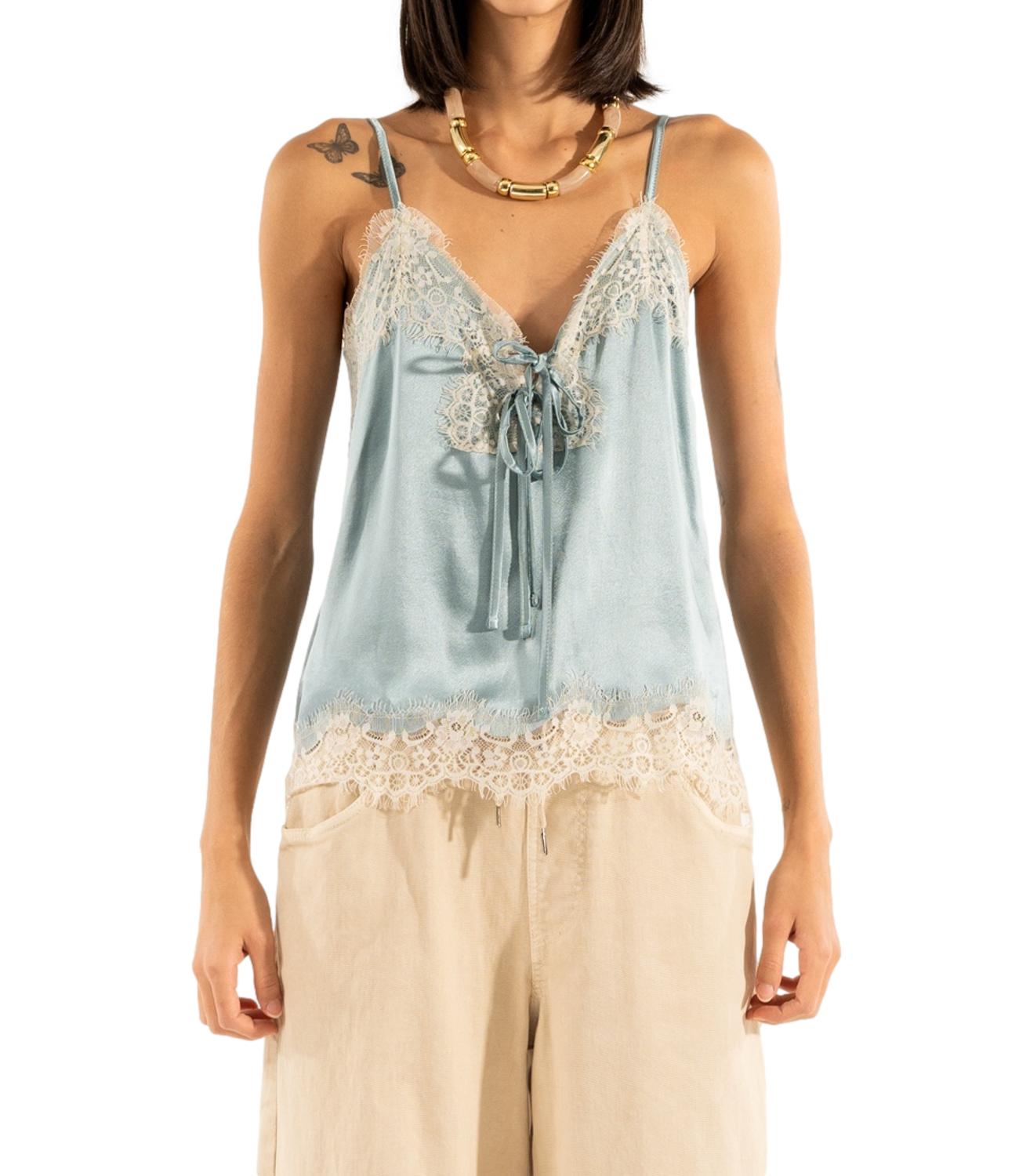 Kontatto Top Pizzo Azzurro Donna