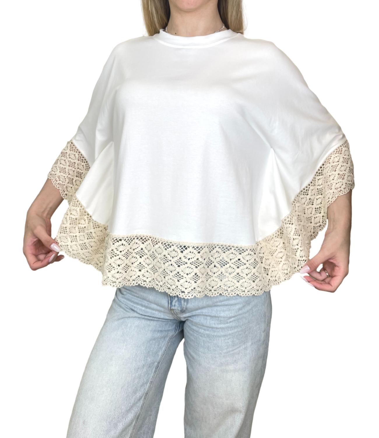 Kontatto T-shirt Mantella Panna Donna