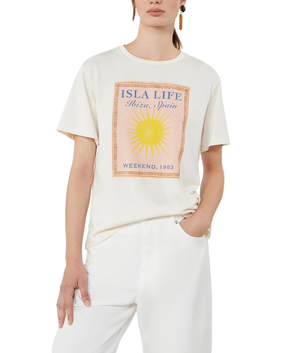 Max Mara Weekend T-Shirt Ecru'+stampa Ibiza da Donna
