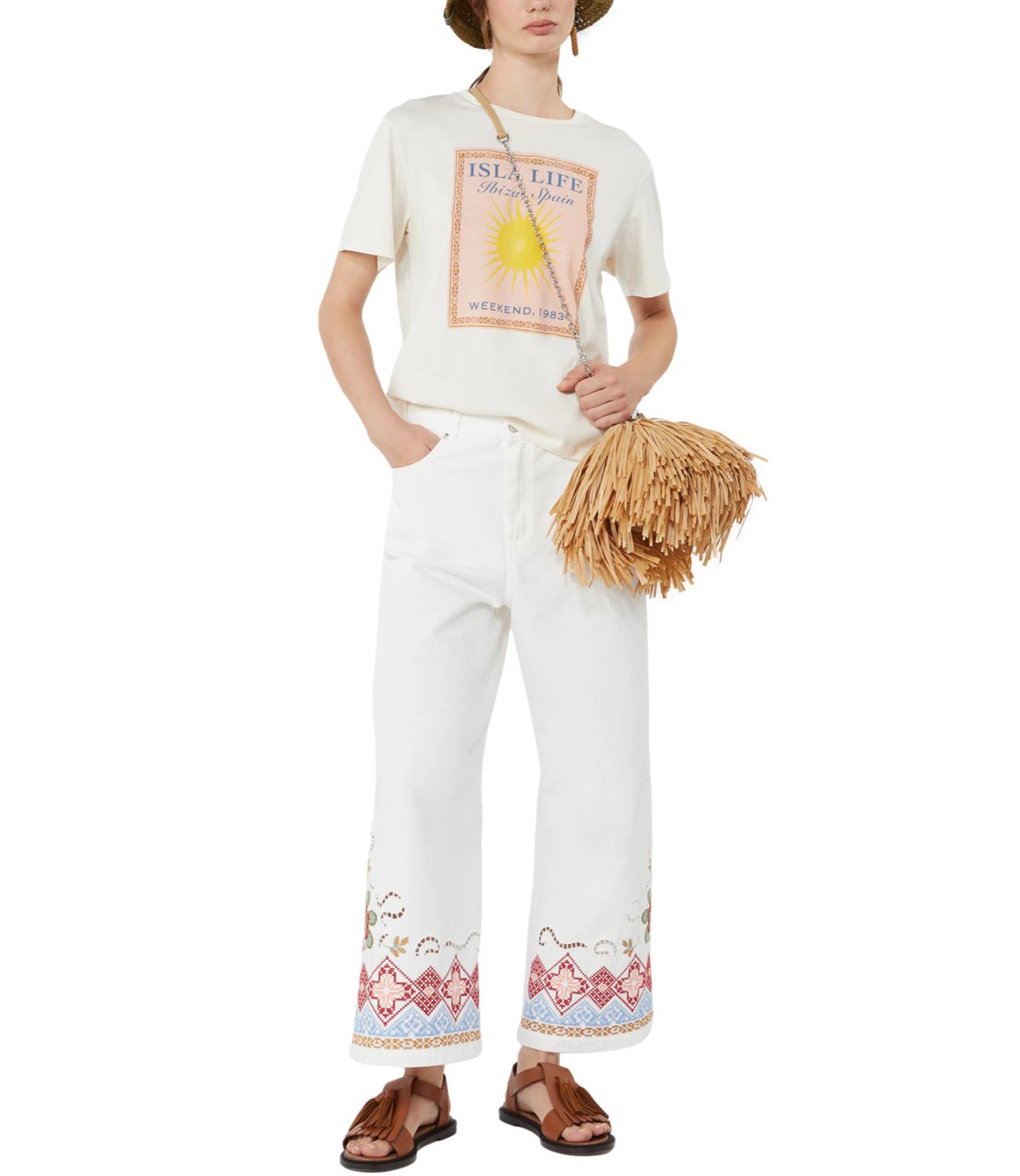 Max Mara Weekend T-Shirt Ecru'+stampa Ibiza da Donna
