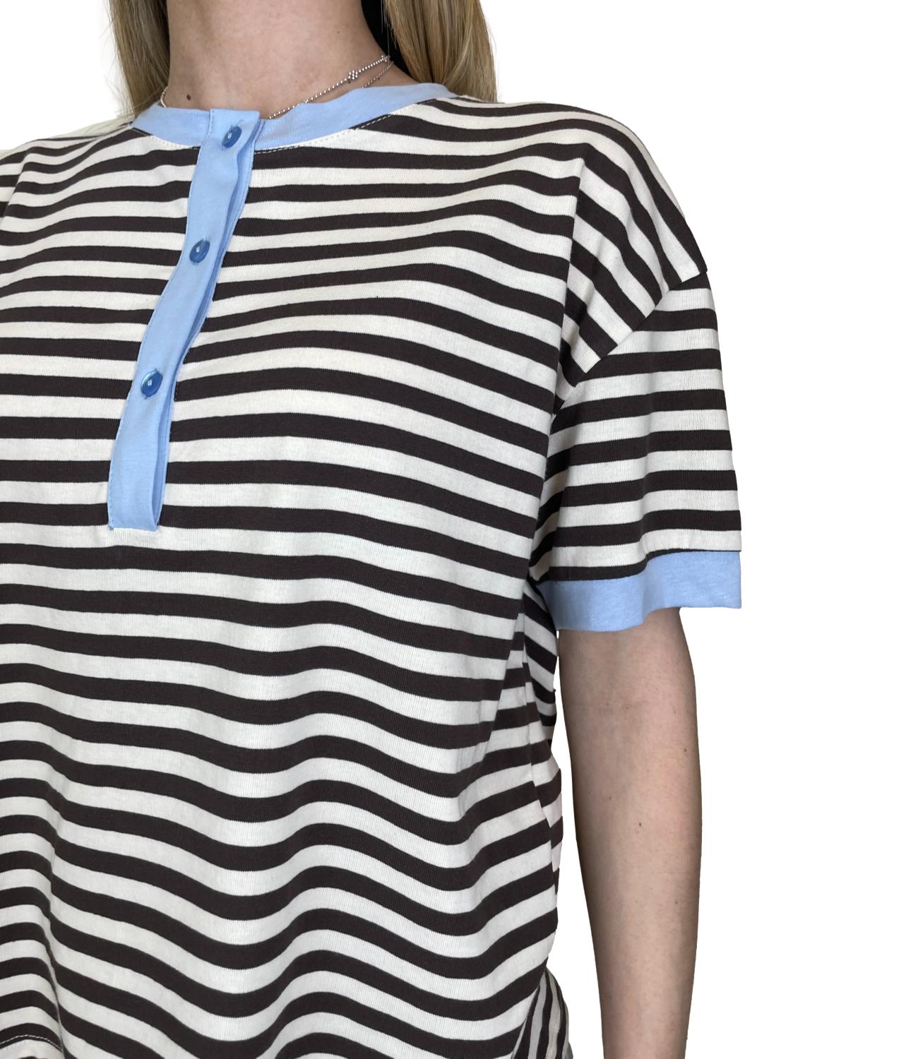 Motel T-shirt Righe Panna/Moro Donna