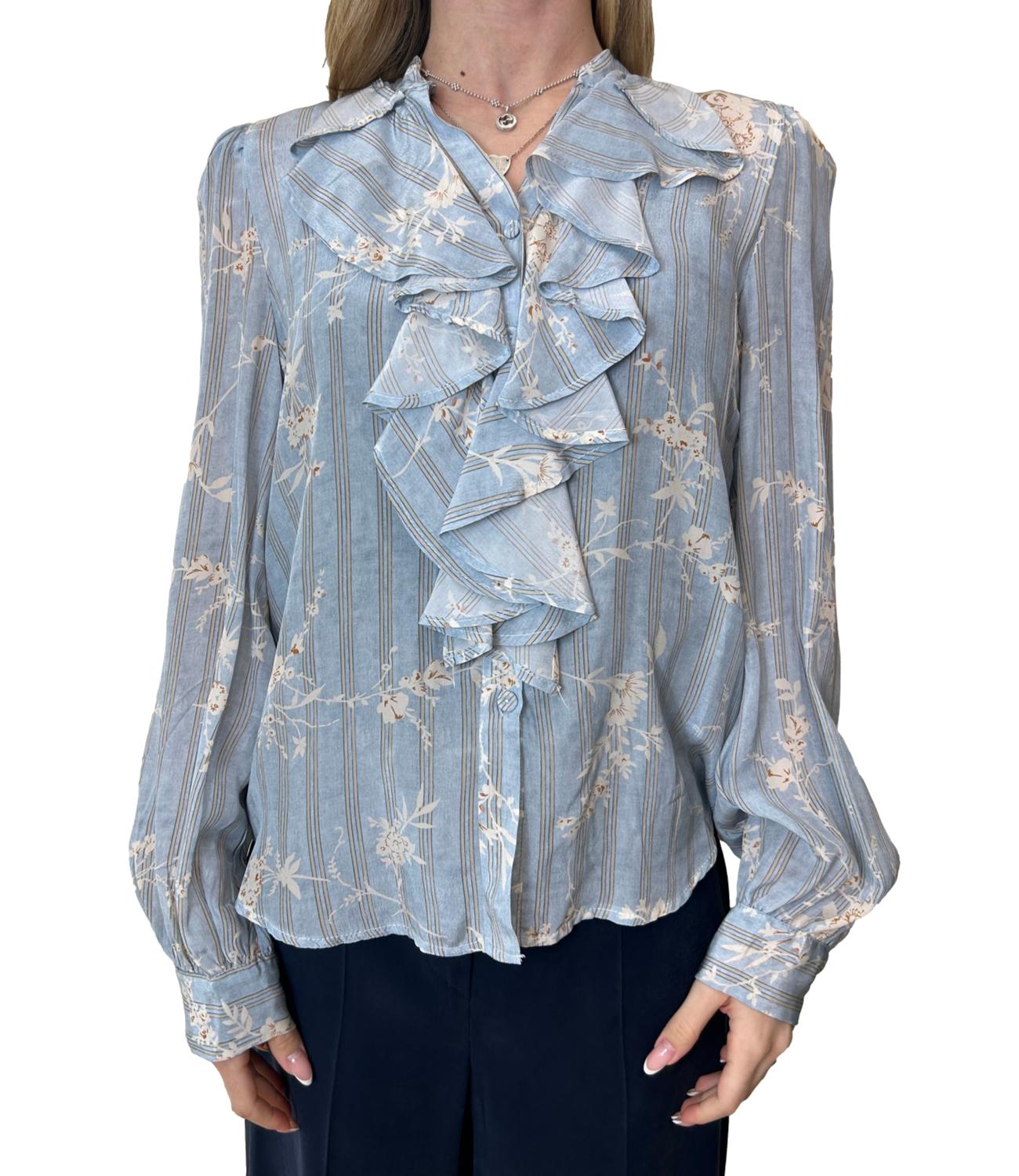 Motel Camicia Azzurro Floreale Donna