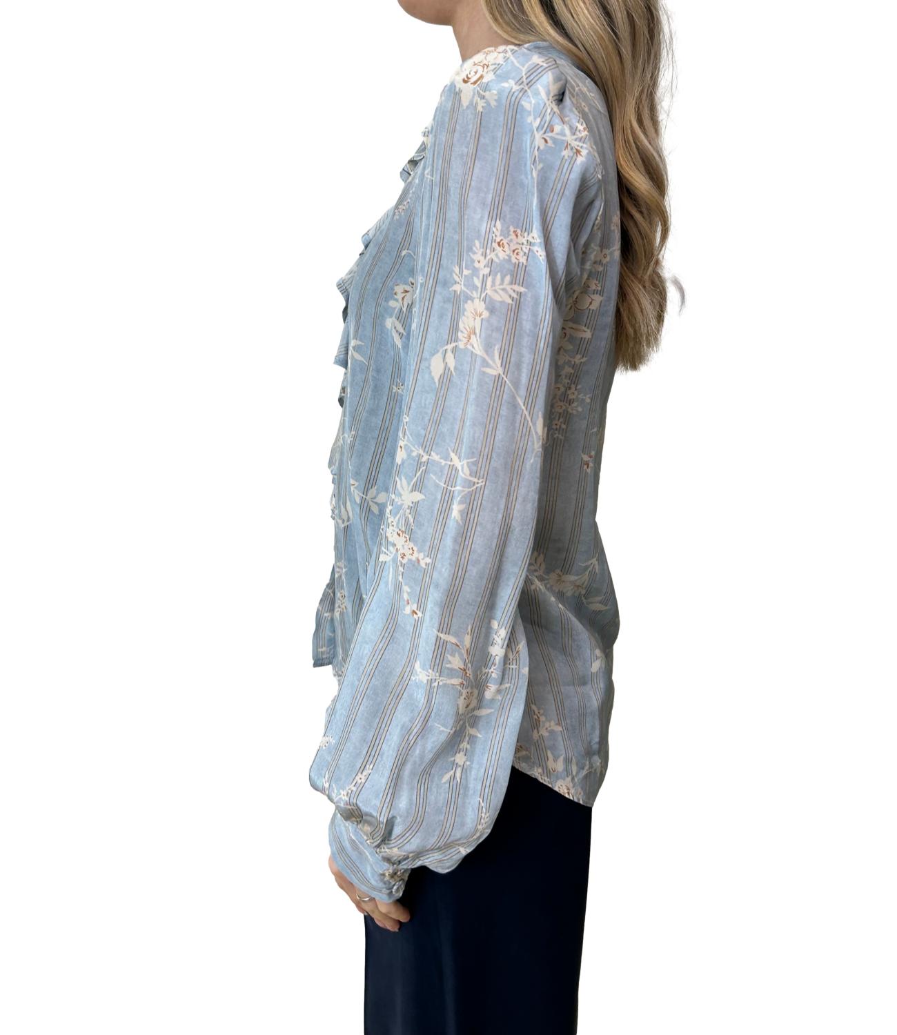 Motel Camicia Azzurro Floreale Donna