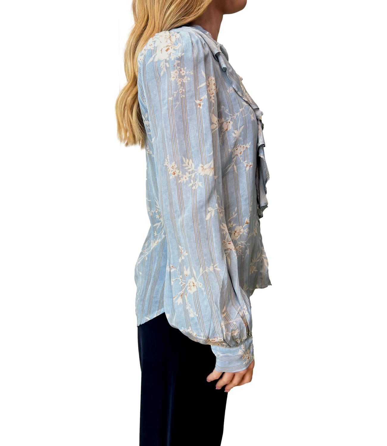 Motel Camicia Azzurro Floreale Donna