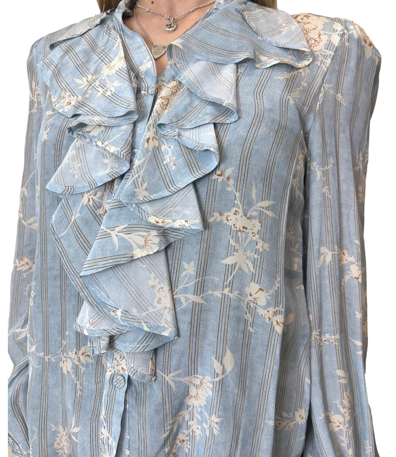 Motel Camicia Azzurro Floreale Donna