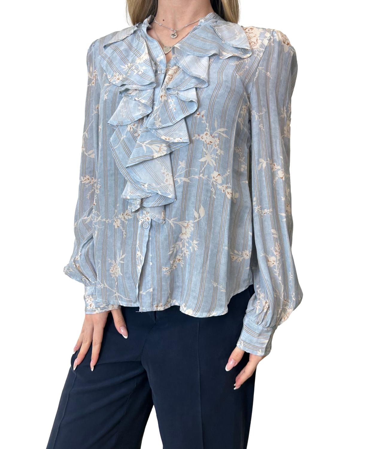 Motel Camicia Azzurro Floreale Donna