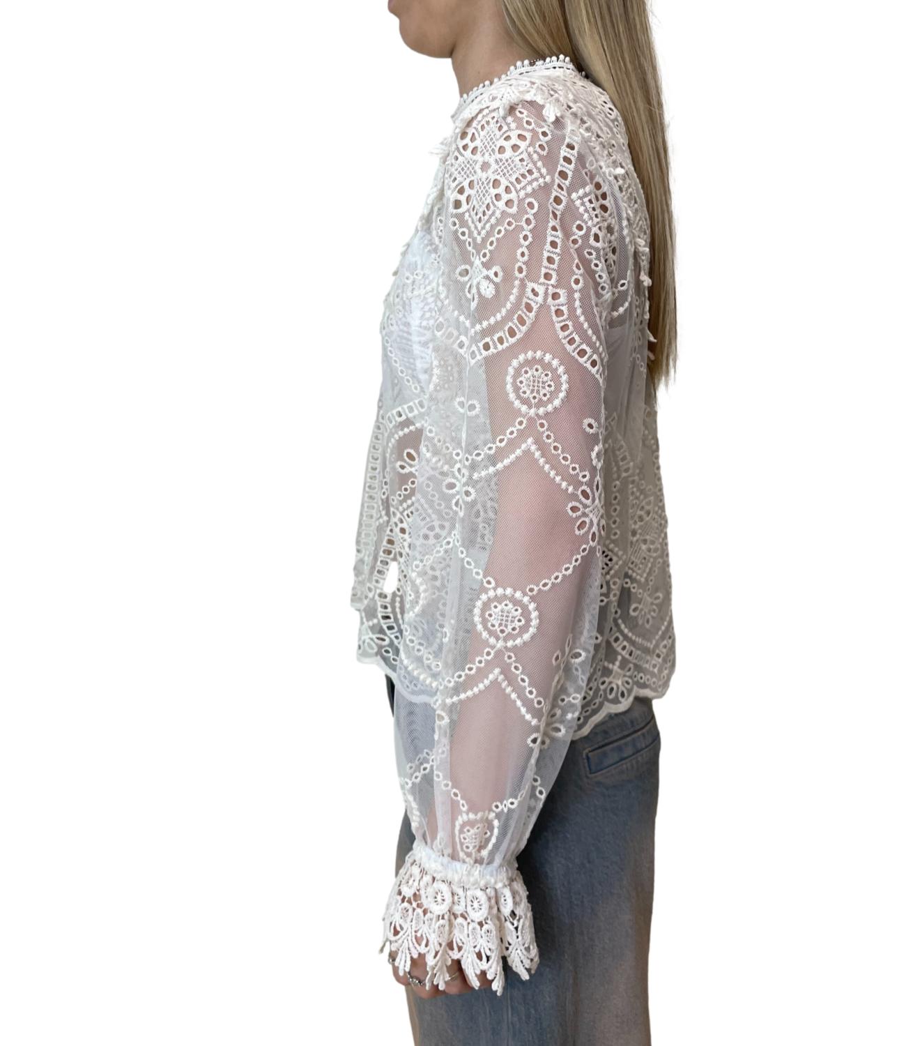 Motel Camicia Pizzo Panna Donna
