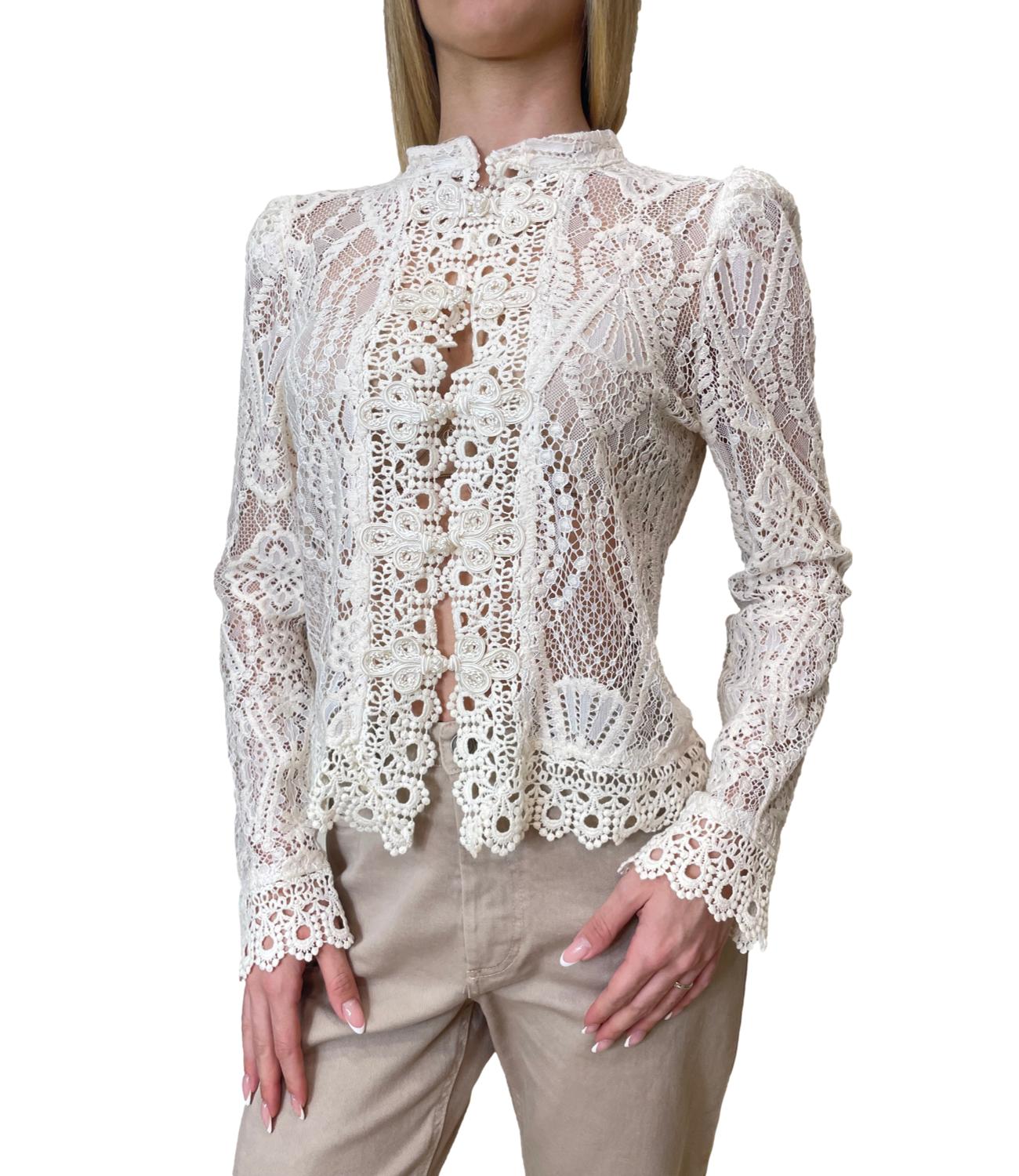 Motel Camicia Pizzo Naturale Donna