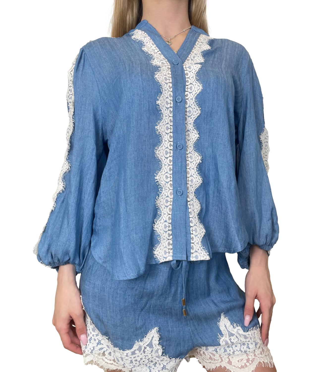 Motel Camicia Tencel Azzurro Donna