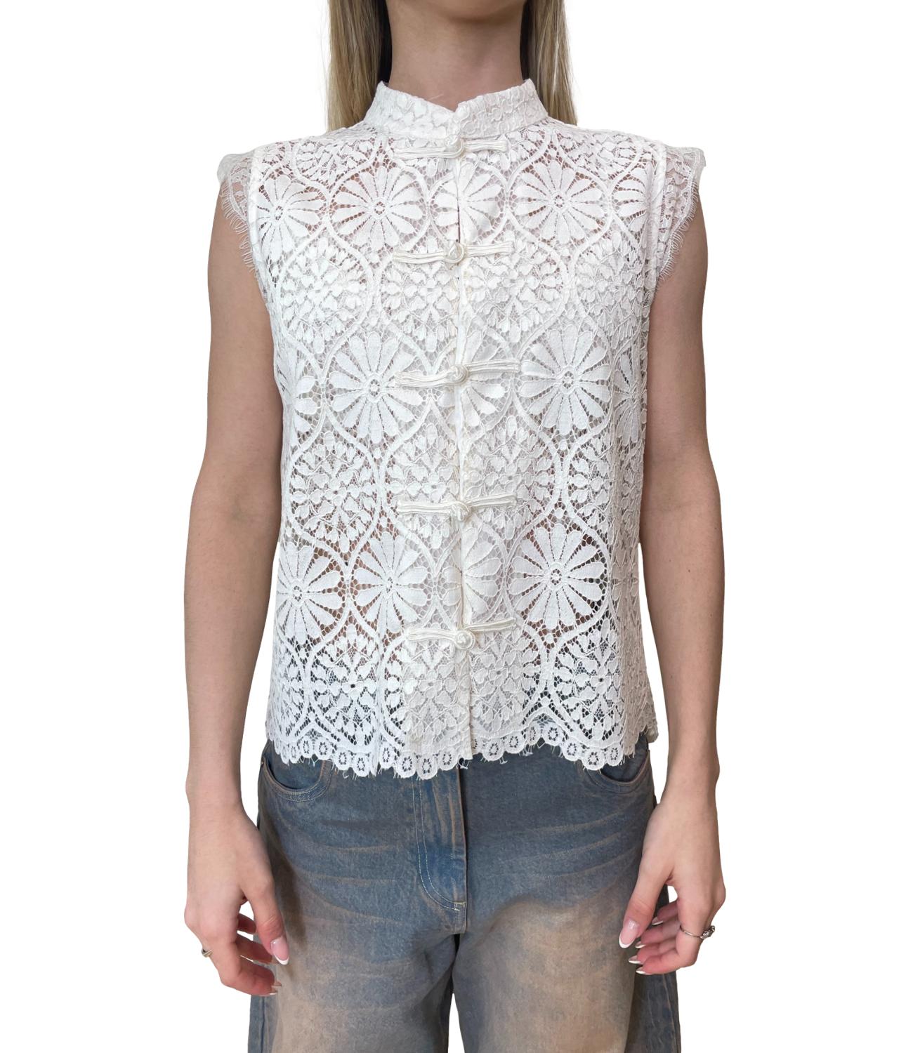 Motel Top Pizzo Bianco Donna
