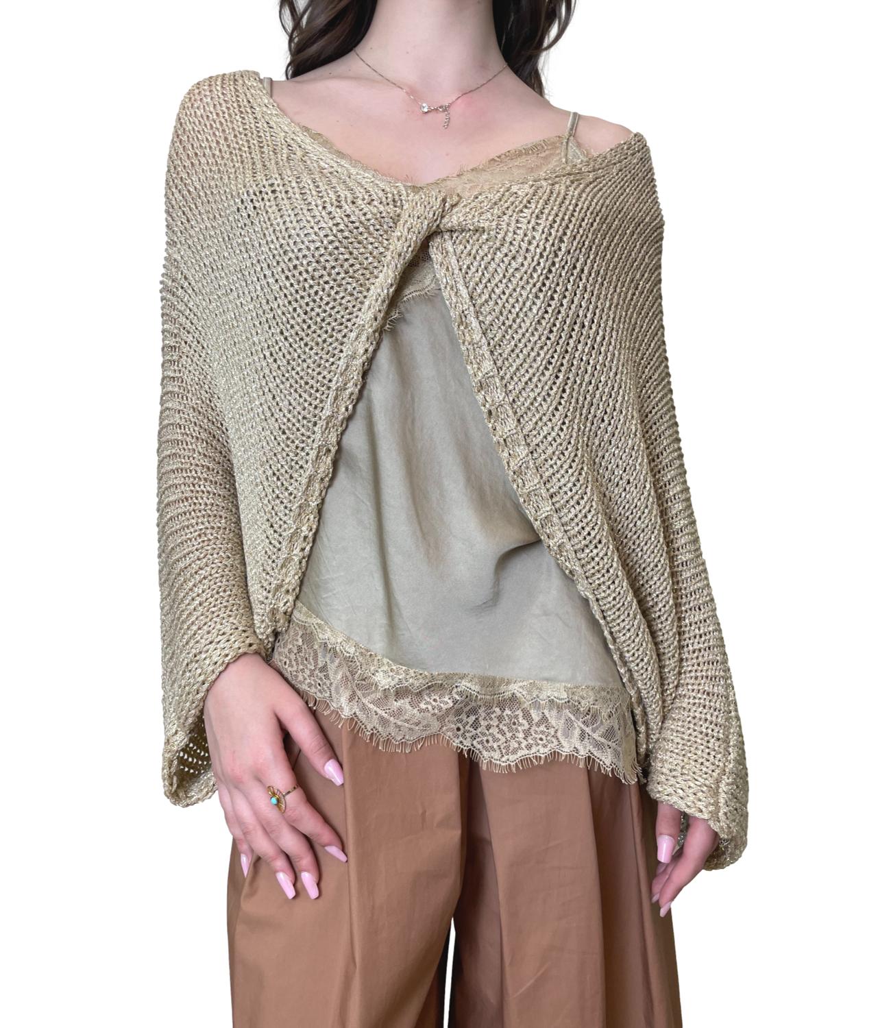 Studio It Poncho Lurex Oro Donna