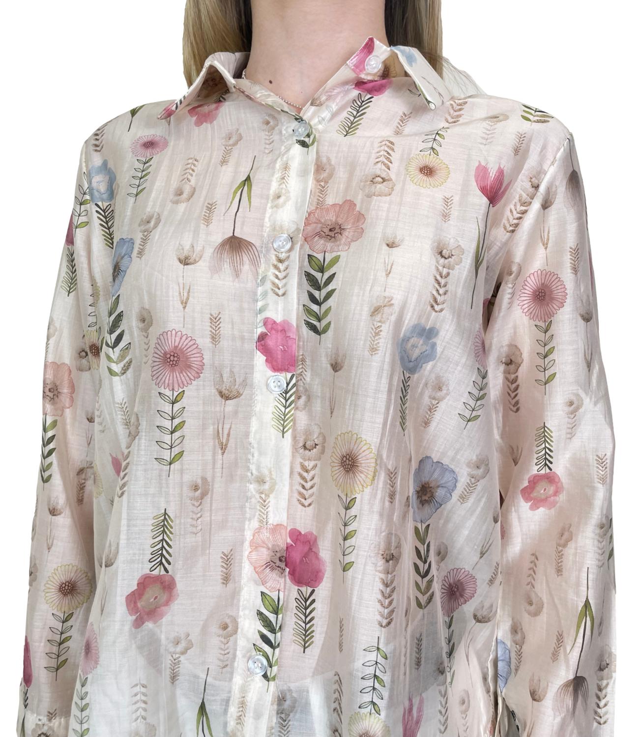 Studio It Camicia Avorio Floreale Donna