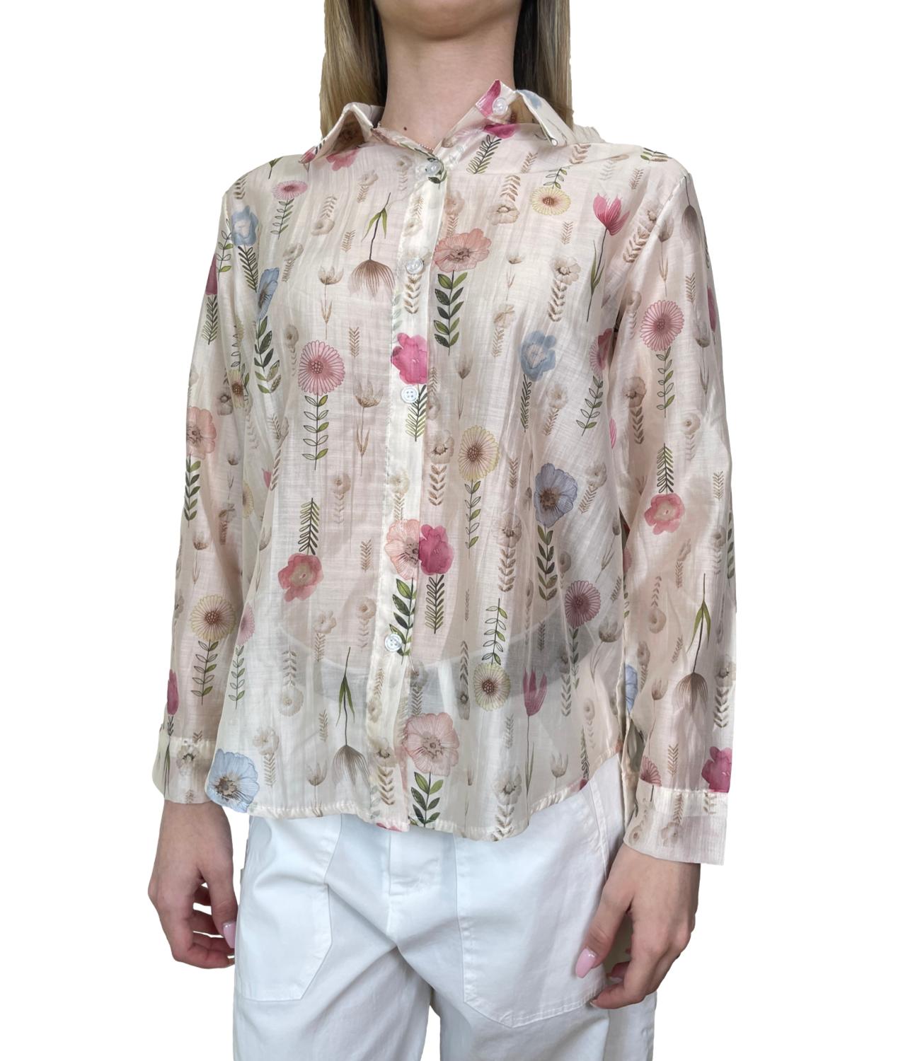 Studio It Camicia Avorio Floreale Donna
