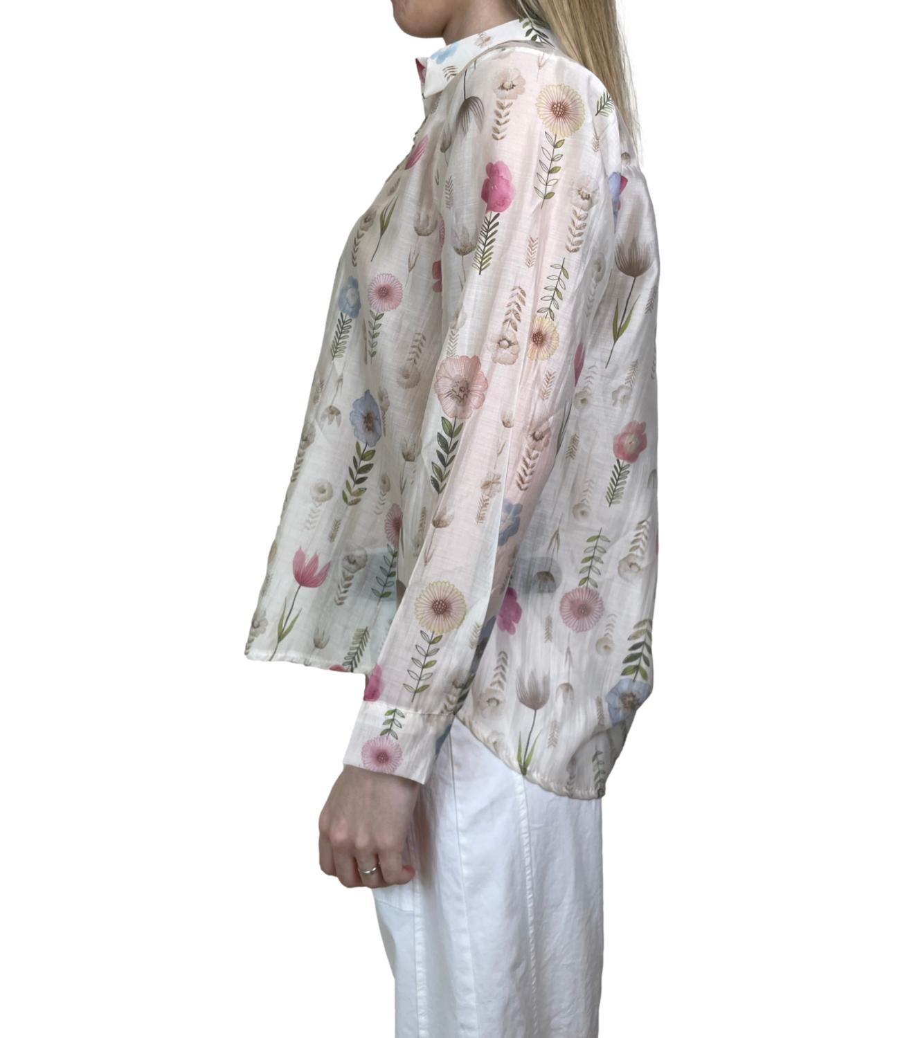 Studio It Camicia Avorio Floreale Donna
